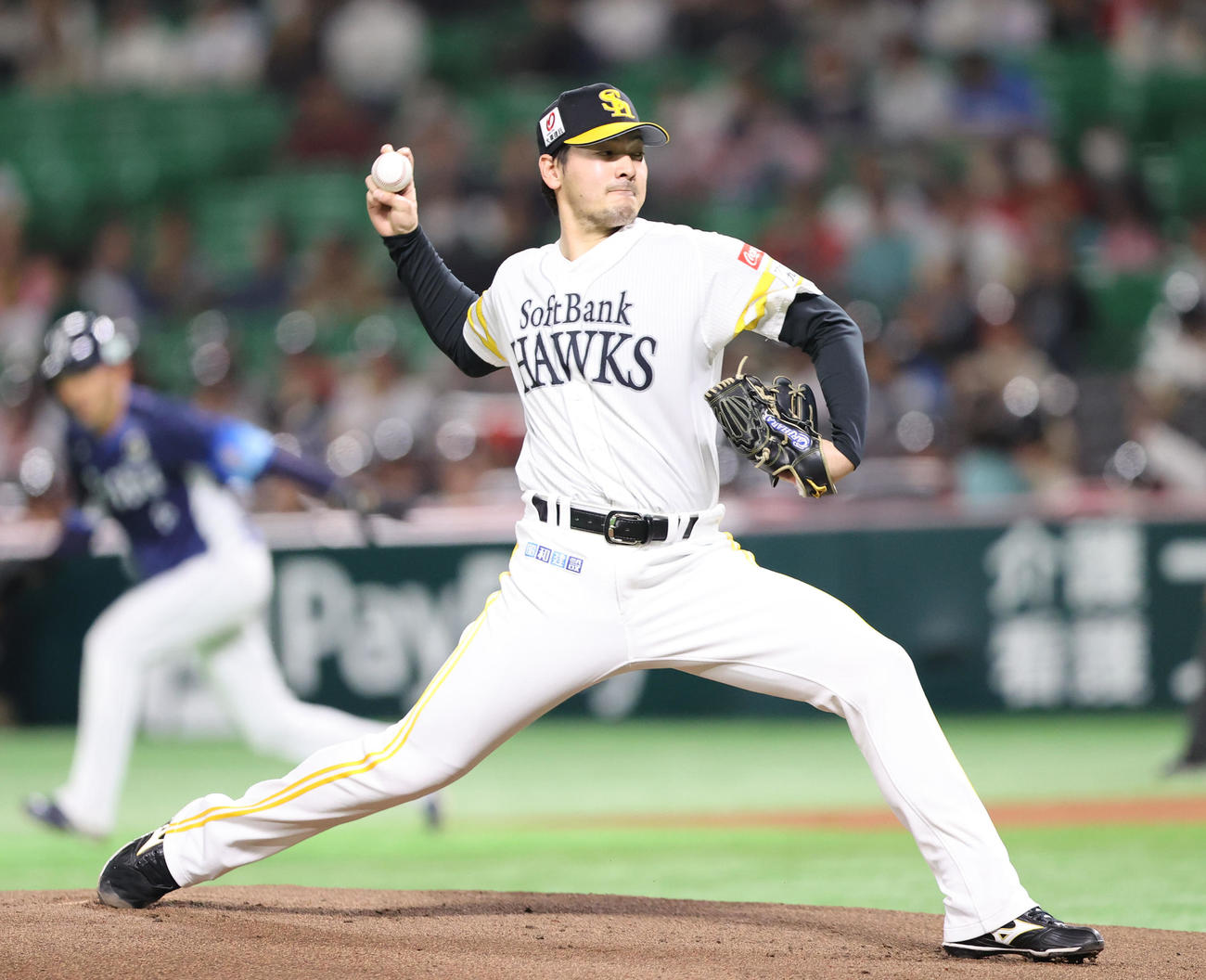ソフトバンク対西武　ソフトバンク先発の有原（撮影・梅根麻紀）