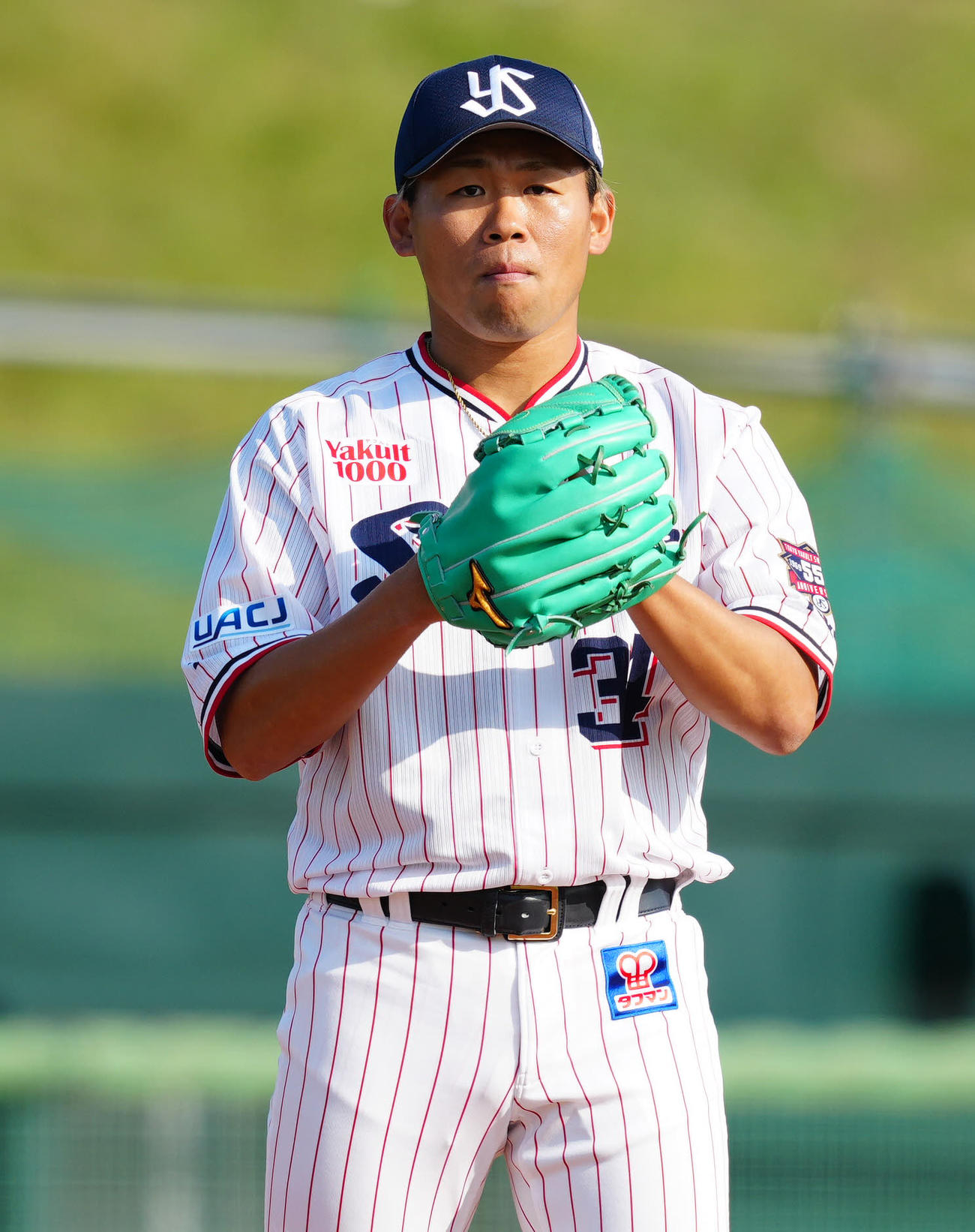 ヤクルト対オイシックス　9回表、登板するヤクルト5番手の田口（撮影・江口和貴）