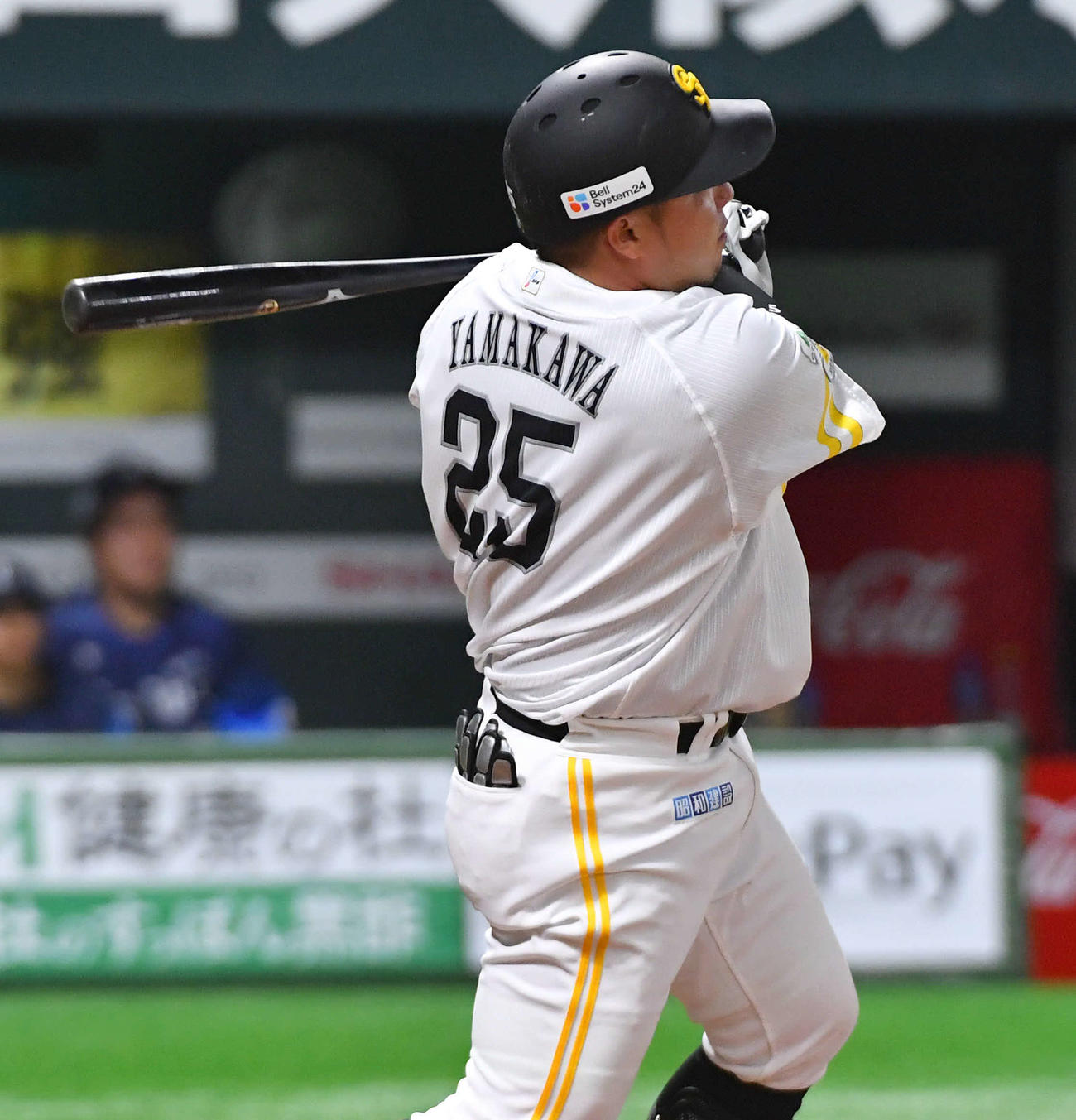 ソフトバンク対西武　1回裏ソフトバンク1死三塁、山川は勝ち越しの左前適時打を放つ（撮影・岩下翔太）