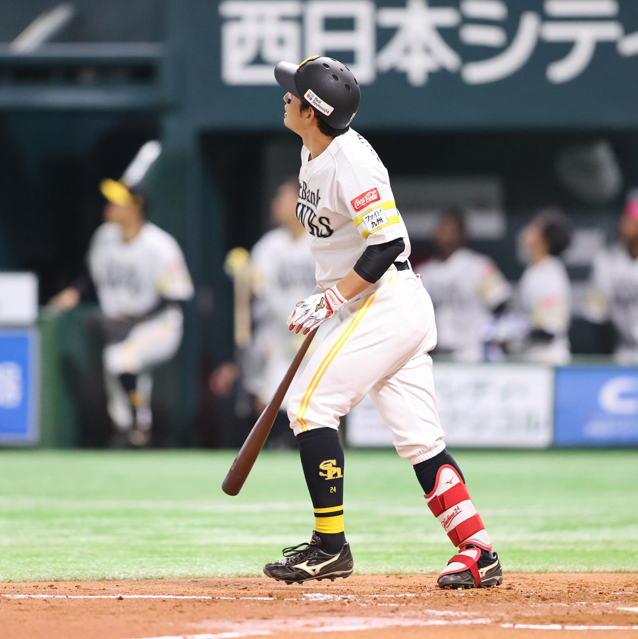 ソフトバンク対西武　3回裏ソフトバンク1死、栗原は右越え本塁打を放つ（撮影・梅根麻紀）
