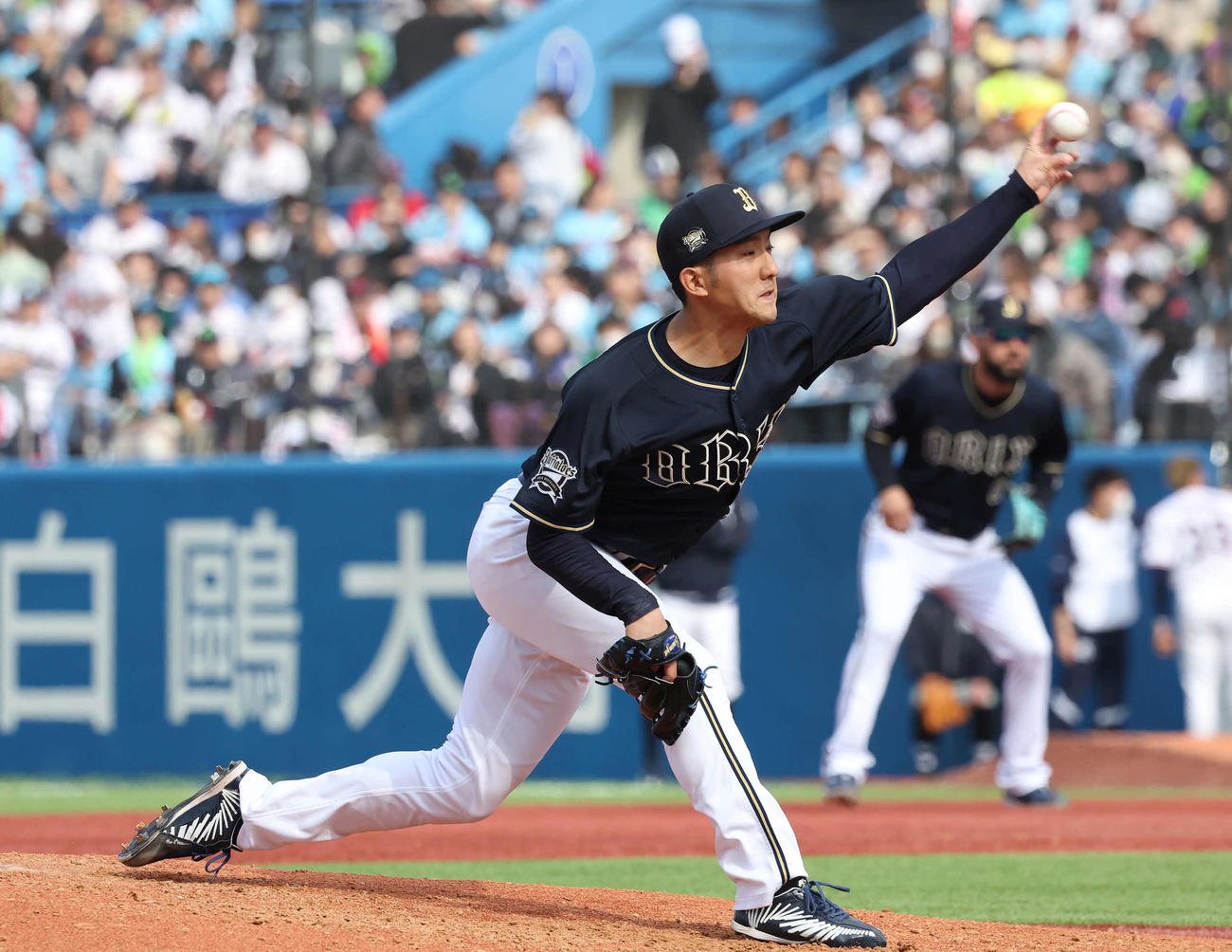 ヤクルト対オリックス　力投するオリックス先発田嶋（撮影・丹羽敏通）
