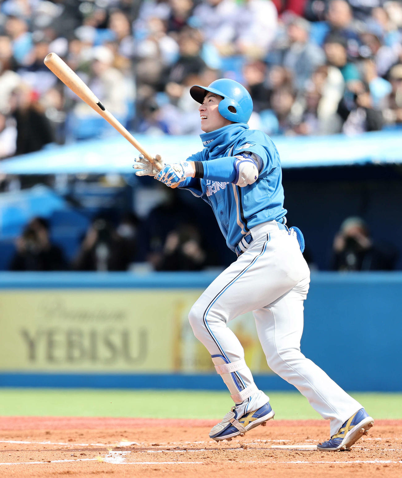 ヤクルト対日本ハム　3回表日本ハム2死二塁、松本剛は左越え2点本塁打を放つ（撮影・鈴木正人）