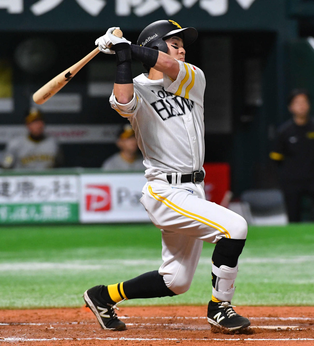 ソフトバンク対阪神　2回裏ソフトバンク2死一塁、牧原大は右越え2点本塁打を放つ（撮影・岩下翔太）