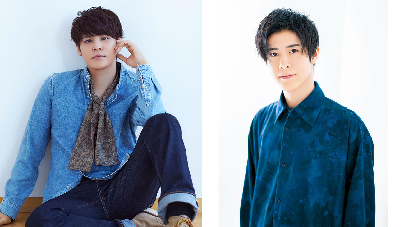 4月28日の楽天戦に来場する宮野真守（左）と大塚剛央（球団提供）
