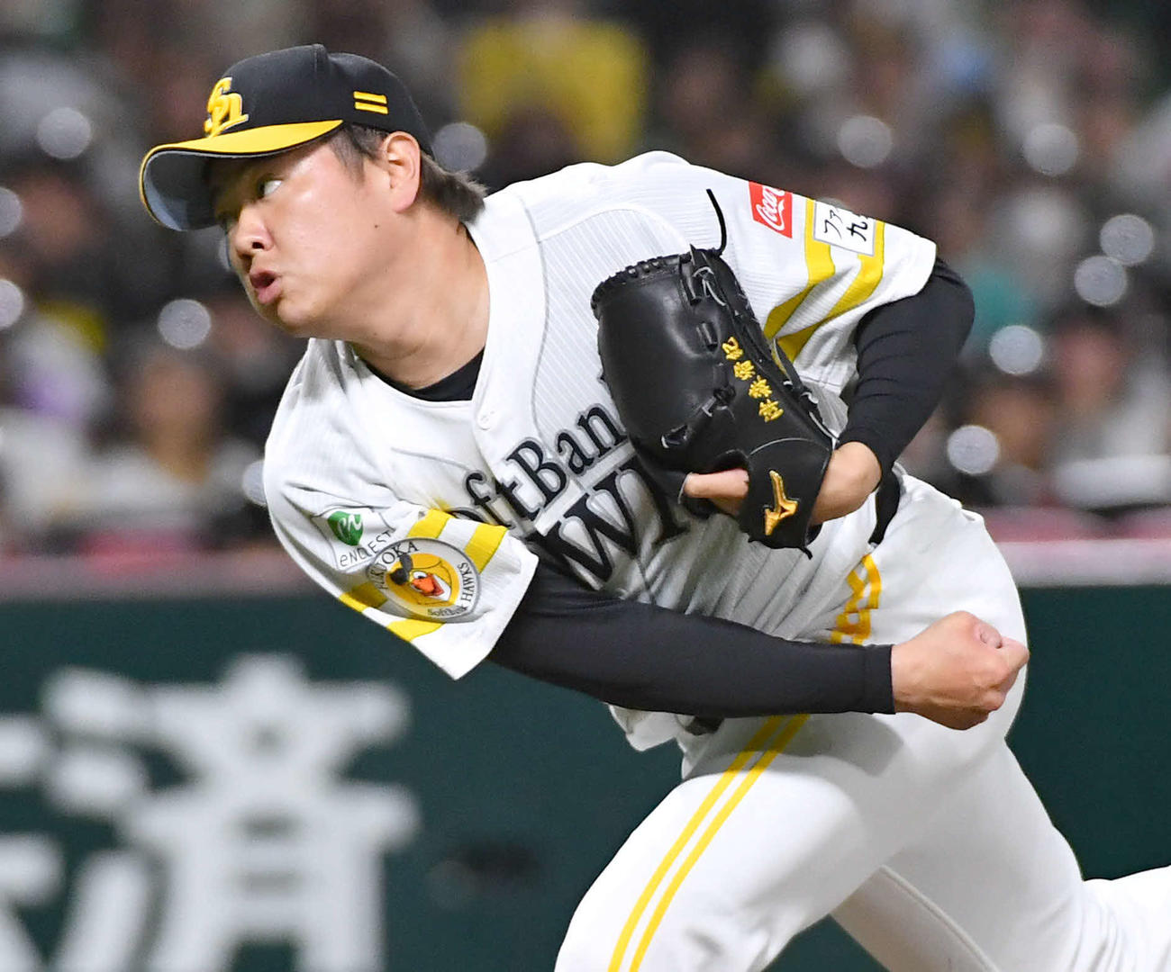 ソフトバンク対阪神　9回表より登板した、ソフトバンク4番手の津森（撮影・岩下翔太）