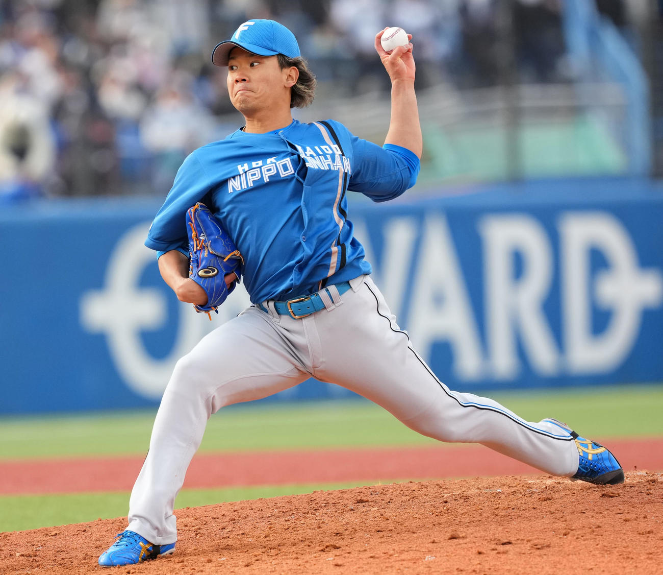 ヤクルト対日本ハム　8回裏から登板した日本ハム福田俊（撮影・横山健太）