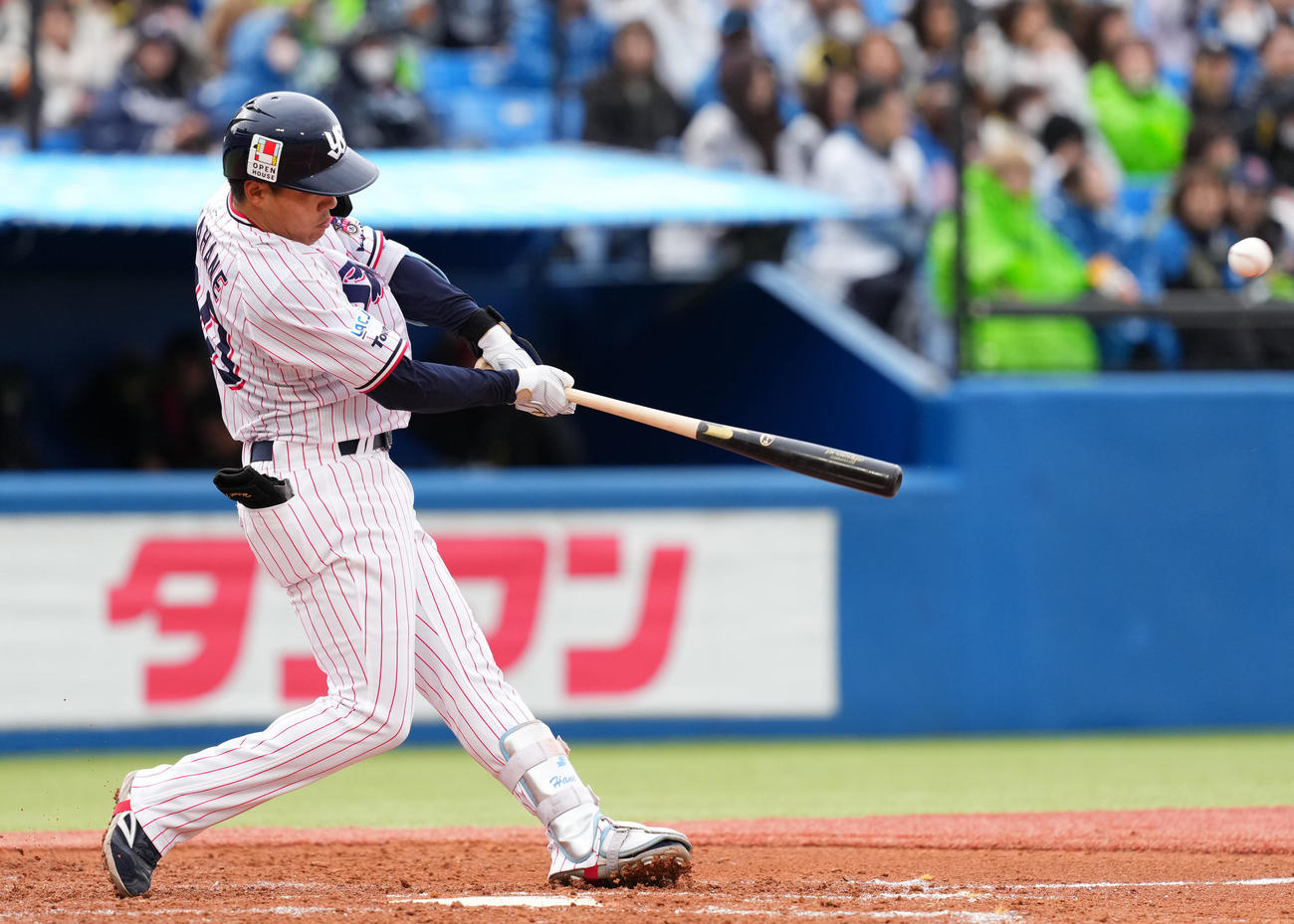 ヤクルト対日本ハム　4回裏ヤクルト1死、左越え本塁打を放つ赤羽（撮影・横山健太）