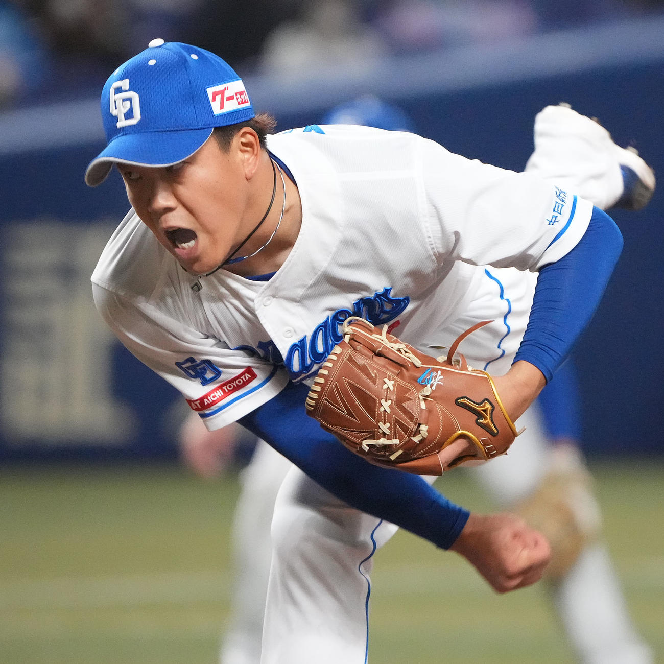 中日対ロッテ　中日先発の柳は5回を3安打1失点に抑える（撮影・森本幸一）