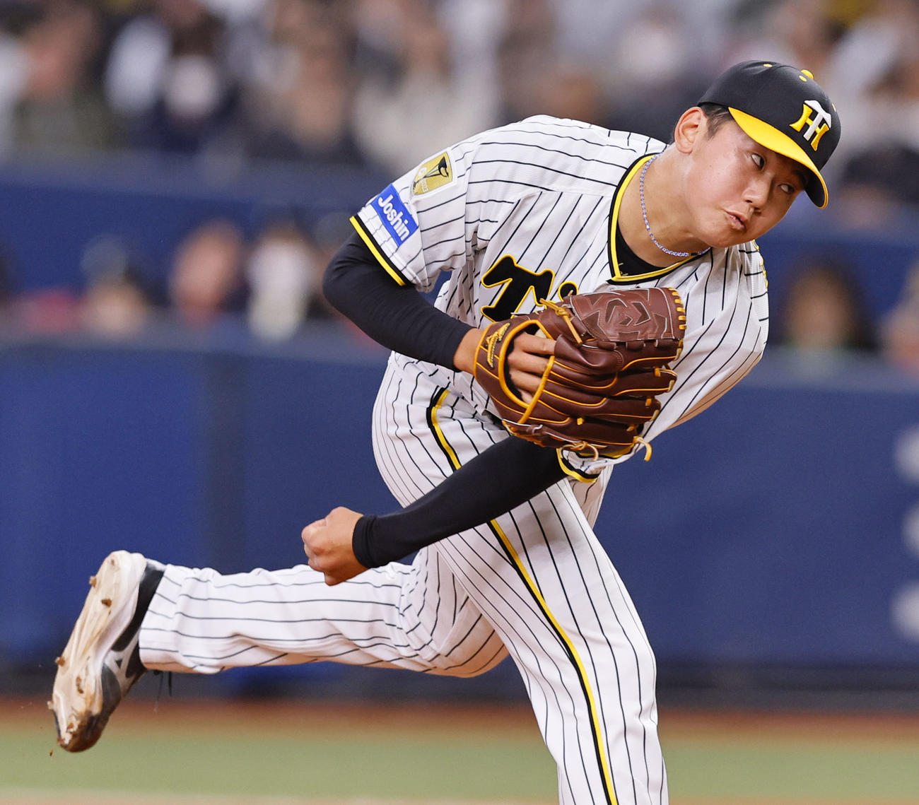 オリックス対阪神　6回、2番手で登板した阪神門別（撮影・藤尾明華）