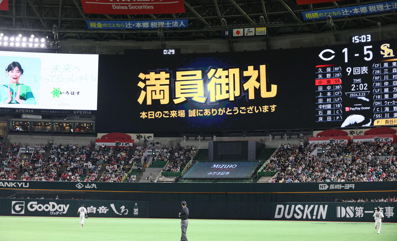 ソフトバンク対広島　満員御礼（撮影・加藤孝規）