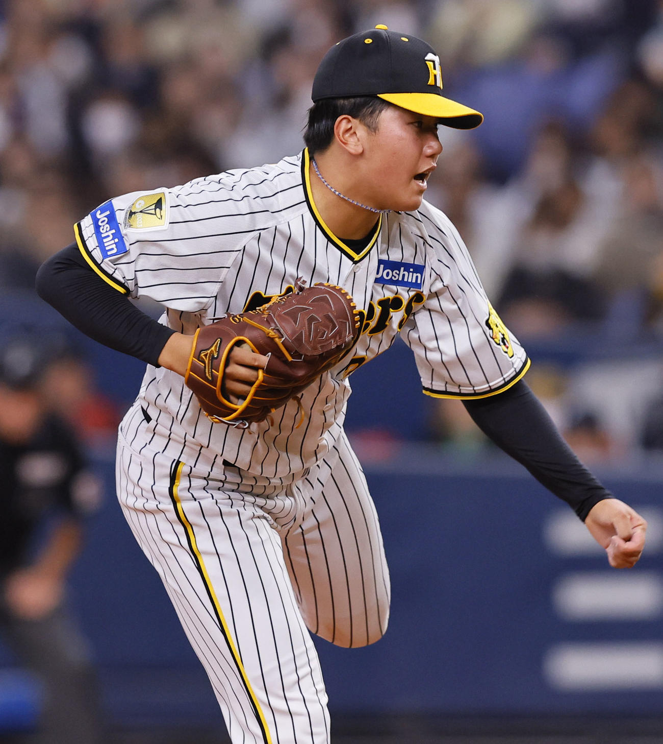 オリックス対阪神　6回、2番手で登板した阪神門別（撮影・藤尾明華）