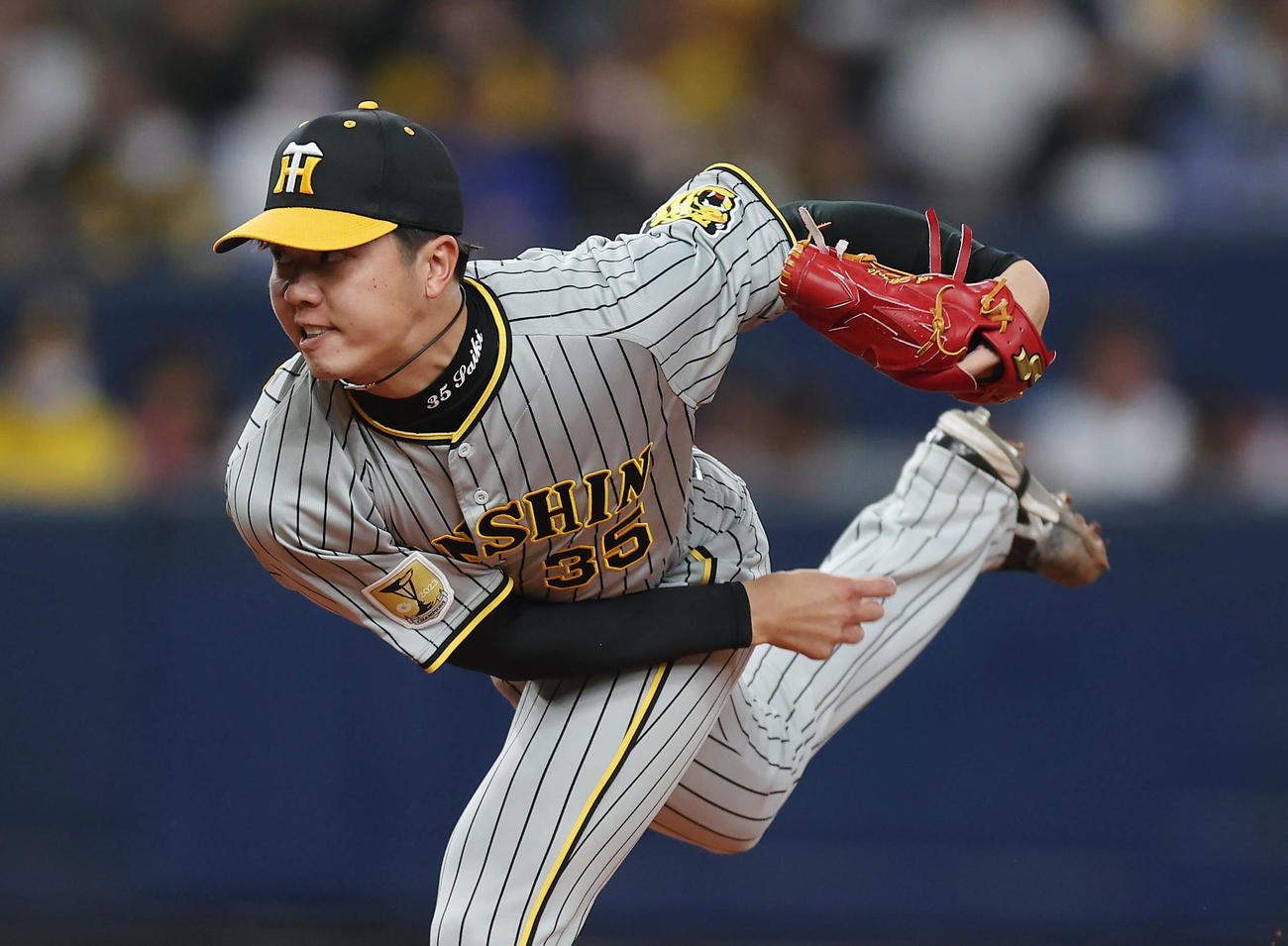 オリックス対阪神　力投する阪神先発の才木（撮影・前田充）
