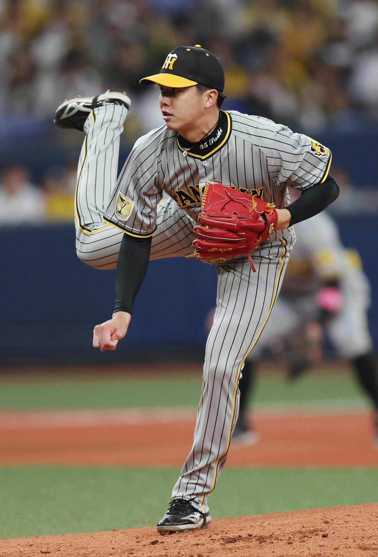 オリックス対阪神　力投する阪神先発の才木（撮影・前田充）