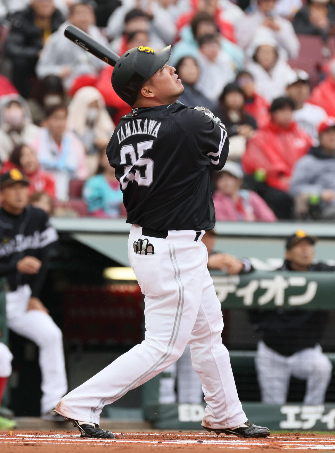 広島対ソフトバンク　1回表ソフトバンク2死二塁、山川はセカンド内野フライに終わる（撮影・加藤孝規）