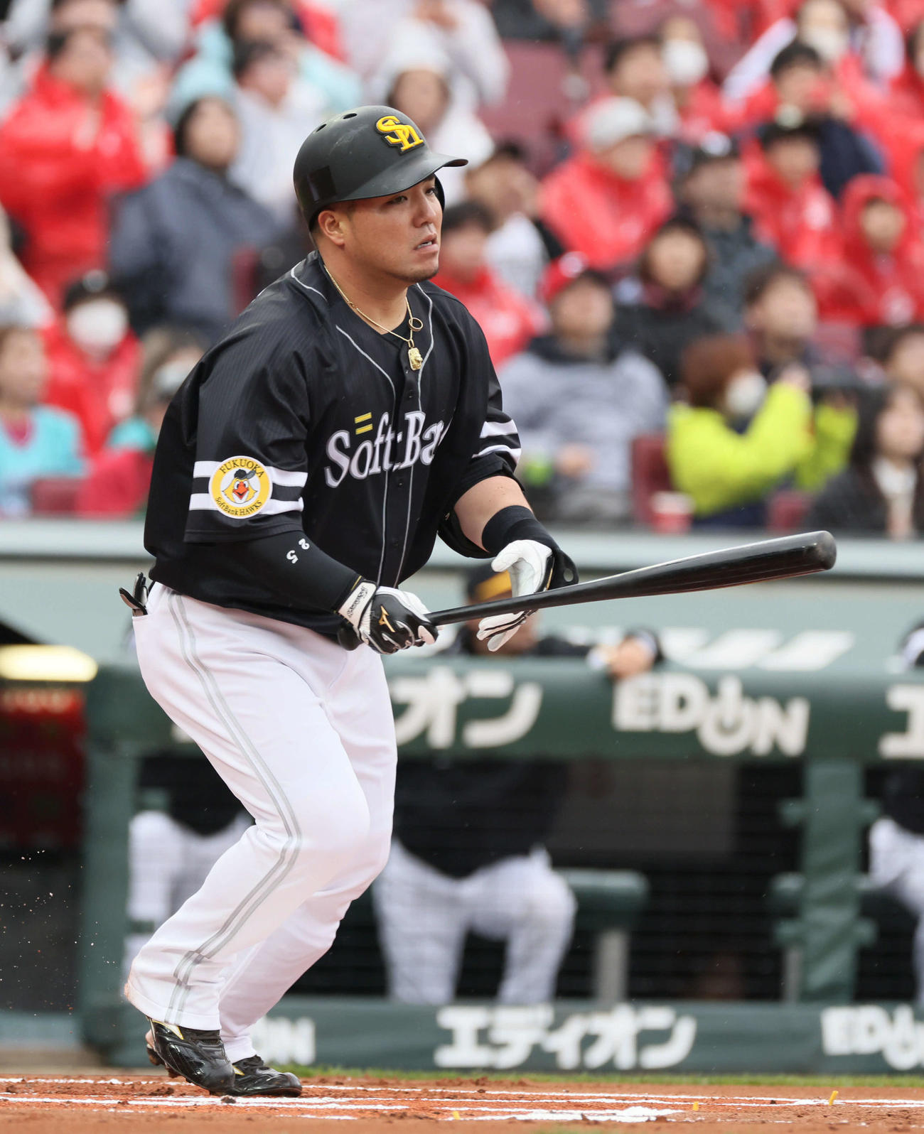 広島対ソフトバンク　1回表ソフトバンク2死二塁、山川はセカンド内野フライに終わる（撮影・加藤孝規）