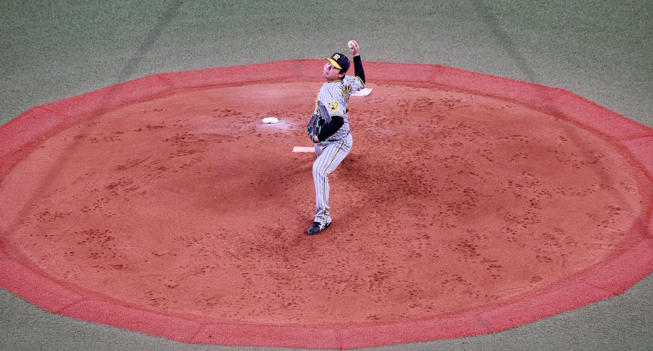 練習試合　オリックス対阪神　オリックス戦に先発する村上（撮影・加藤哉）