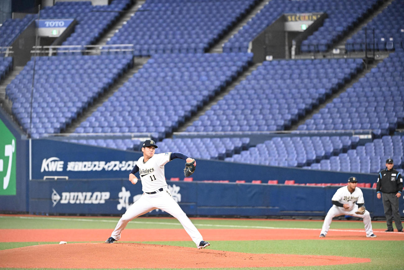 オリックス対阪神　先発するオリックス山下（撮影・和賀正仁）