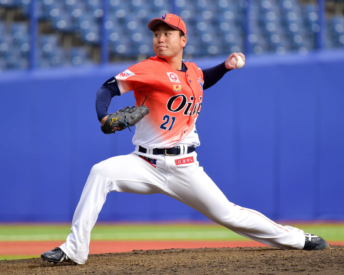 7回無失点と好投したオイシックス先発・牧野（撮影・大島享也）