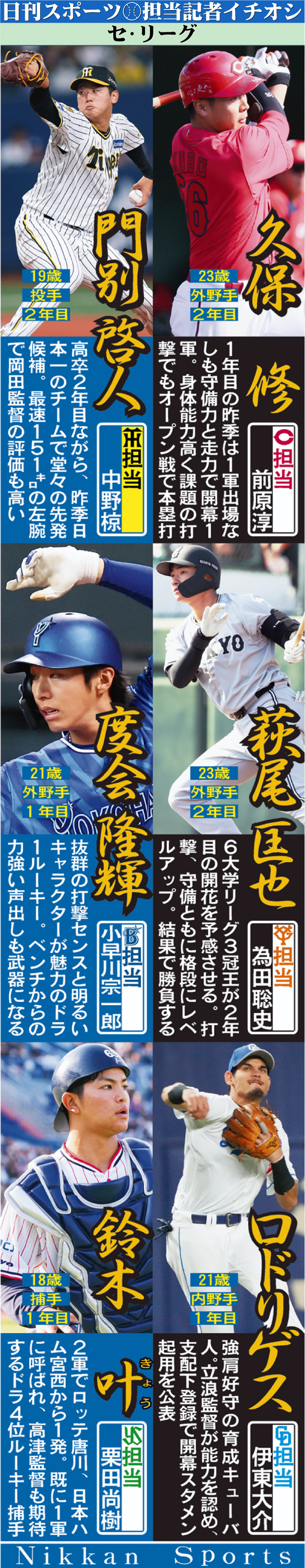 日刊イチオシ新戦力セ･リーグ