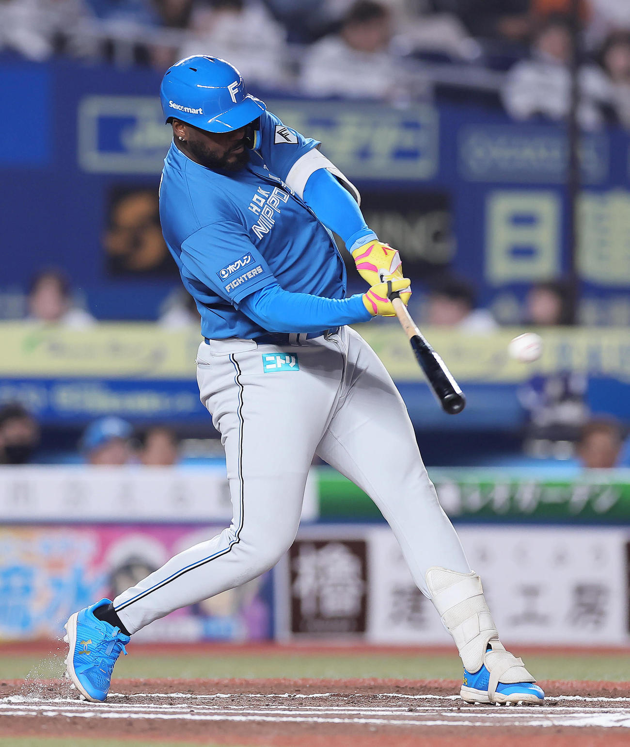 ロッテ対日本ハム　6回表日本ハム2死、レイエスはソロ本塁打を放つ（撮影・足立雅史）