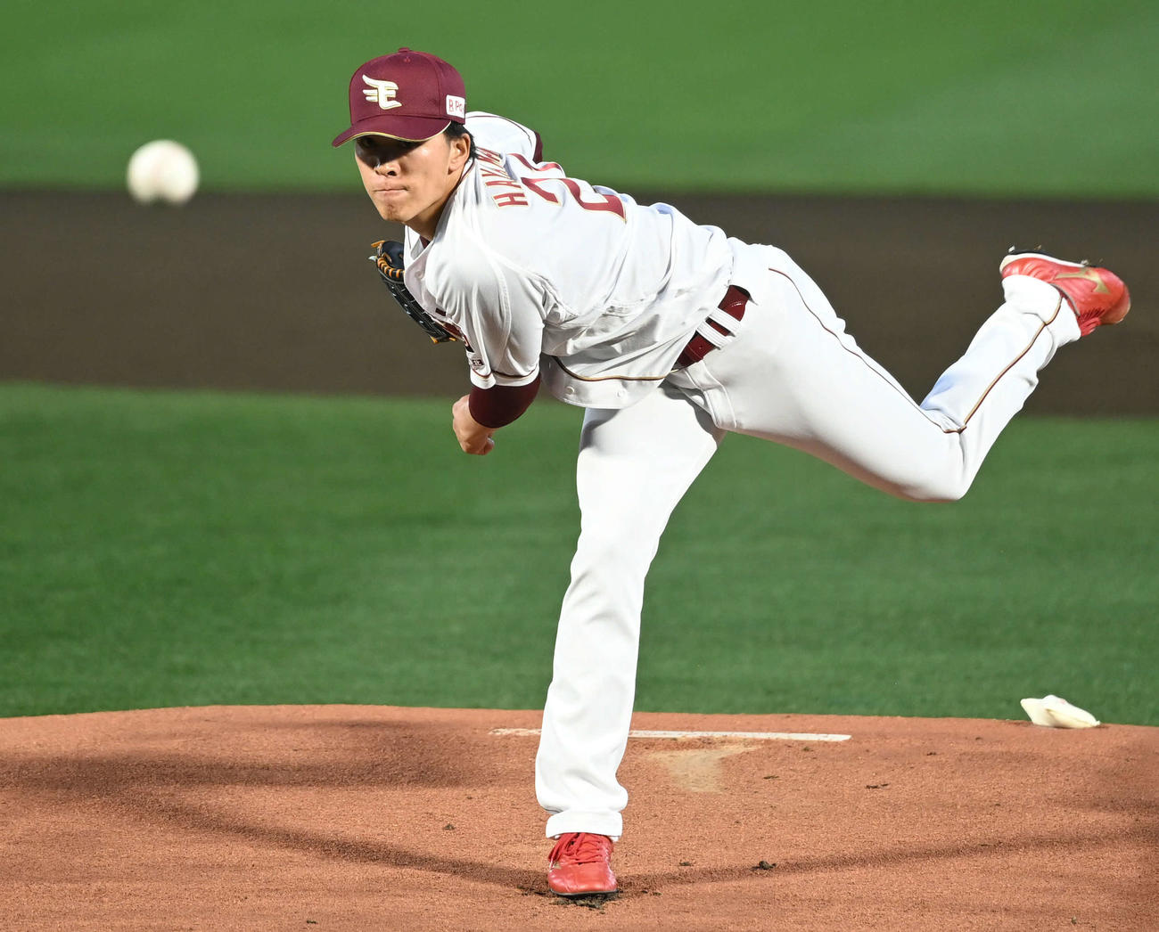 楽天対西武　力投する楽天先発の早川（撮影・山崎安昭）