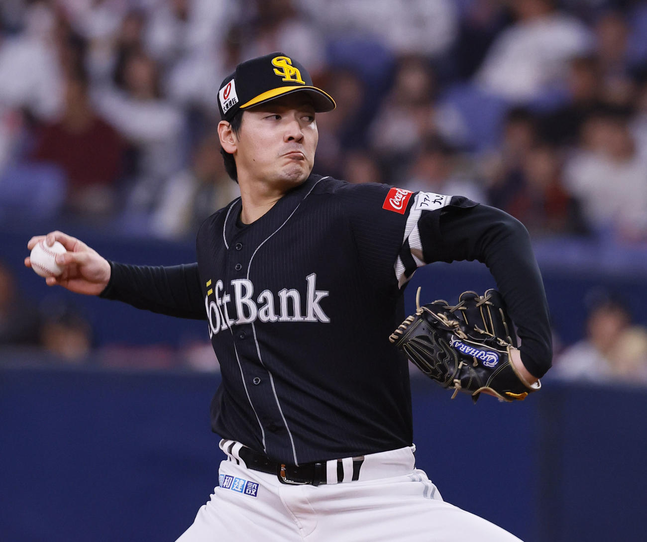 オリックス対ソフトバンク　オリックス戦に先発したソフトバンク有原（撮影・藤尾明華）