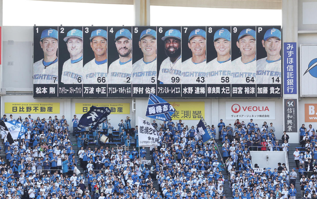 ロッテ対日本ハム　日本ハムのスタメン（撮影・足立雅史）