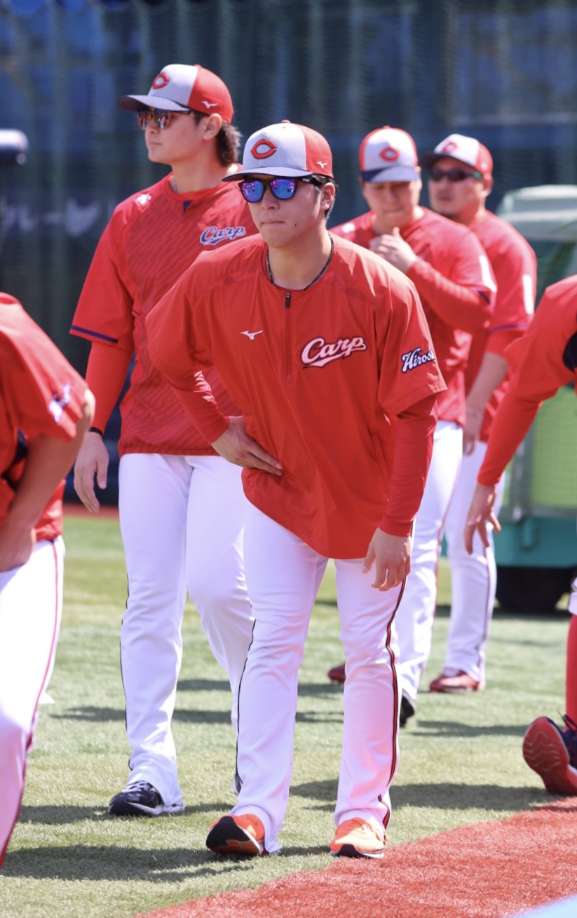 DeNA対広島　試合前練習に参加する広島黒原（撮影・河野匠）