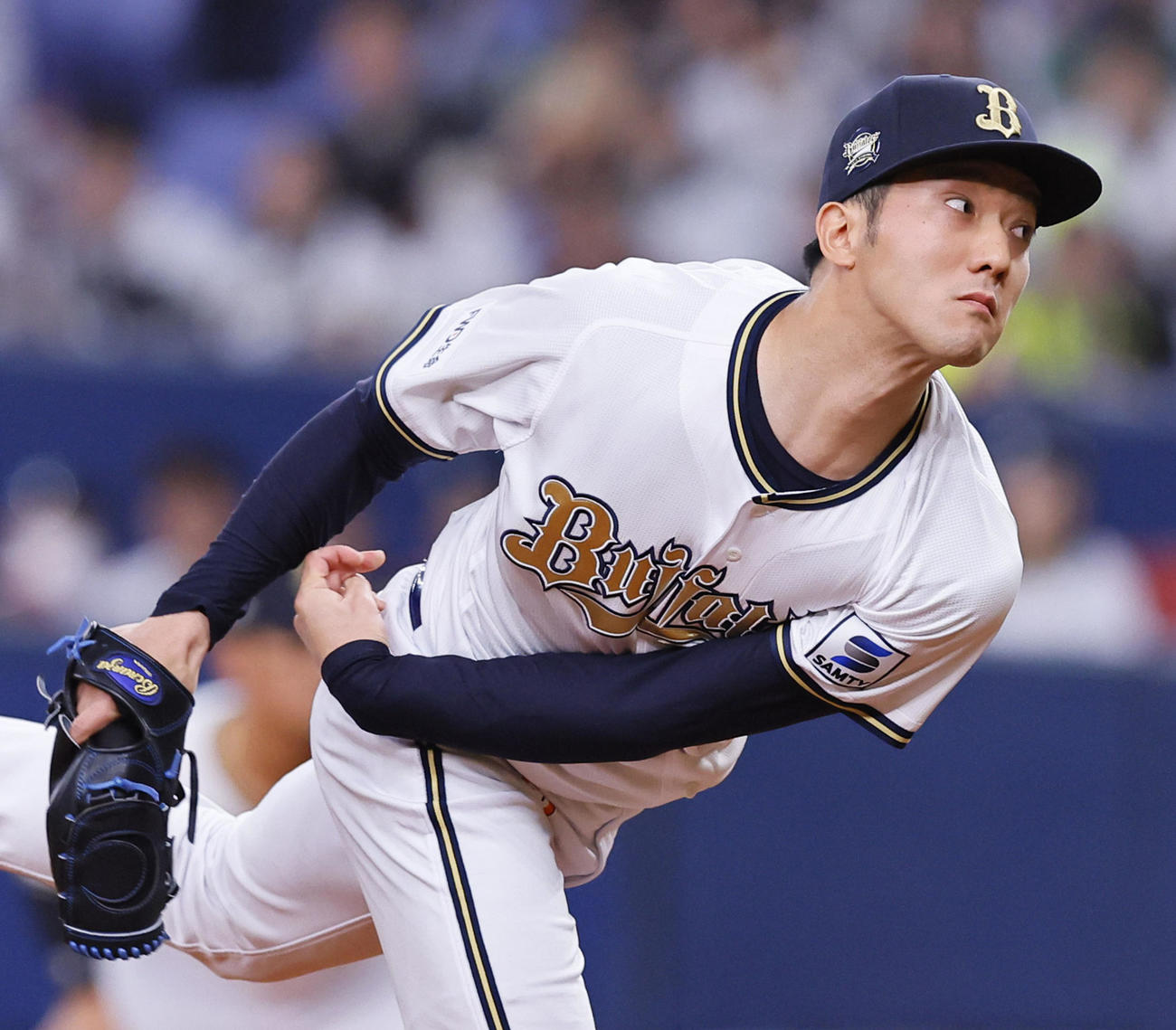 オリックス対ソフトバンク　ソフトバンク戦に先発したオリックス田嶋（撮影・藤尾明華）
