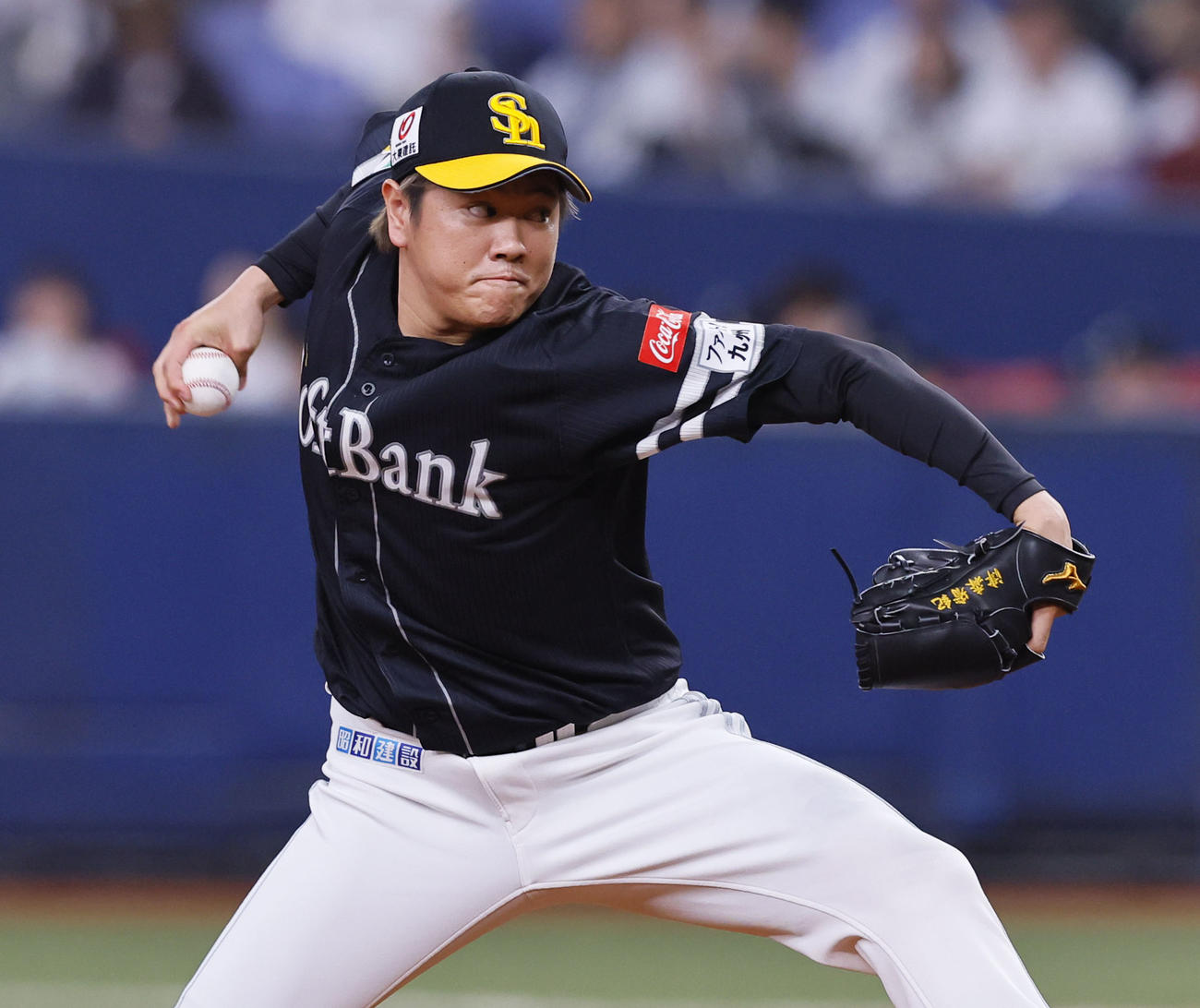 オリックス対ソフトバンク　6回、2番手で登板し、勝利投手となったソフトバンク津森（撮影・藤尾明華）