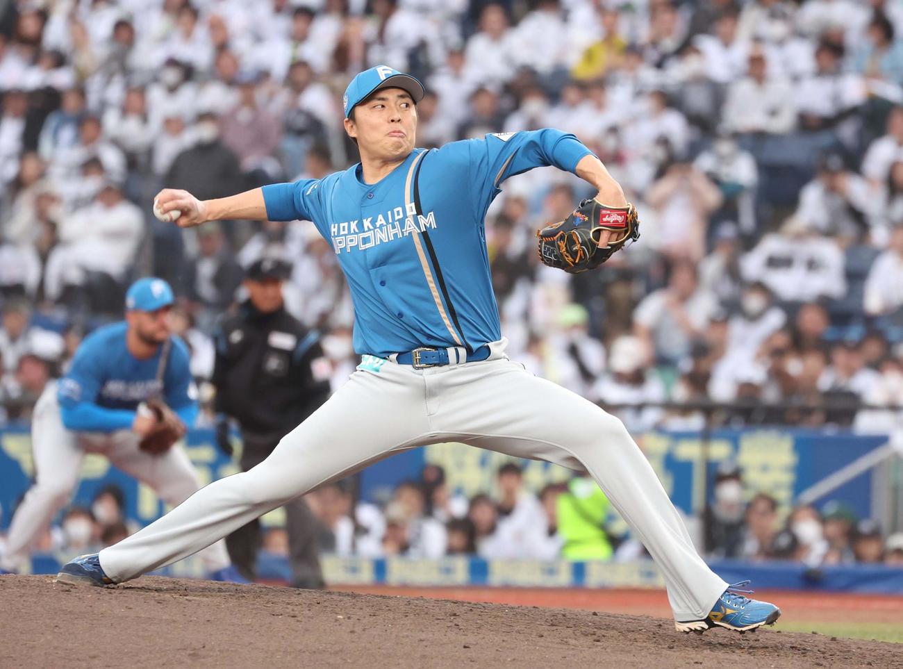 ロッテ対日本ハム　9回に登板の田中正（撮影・黒川智章）