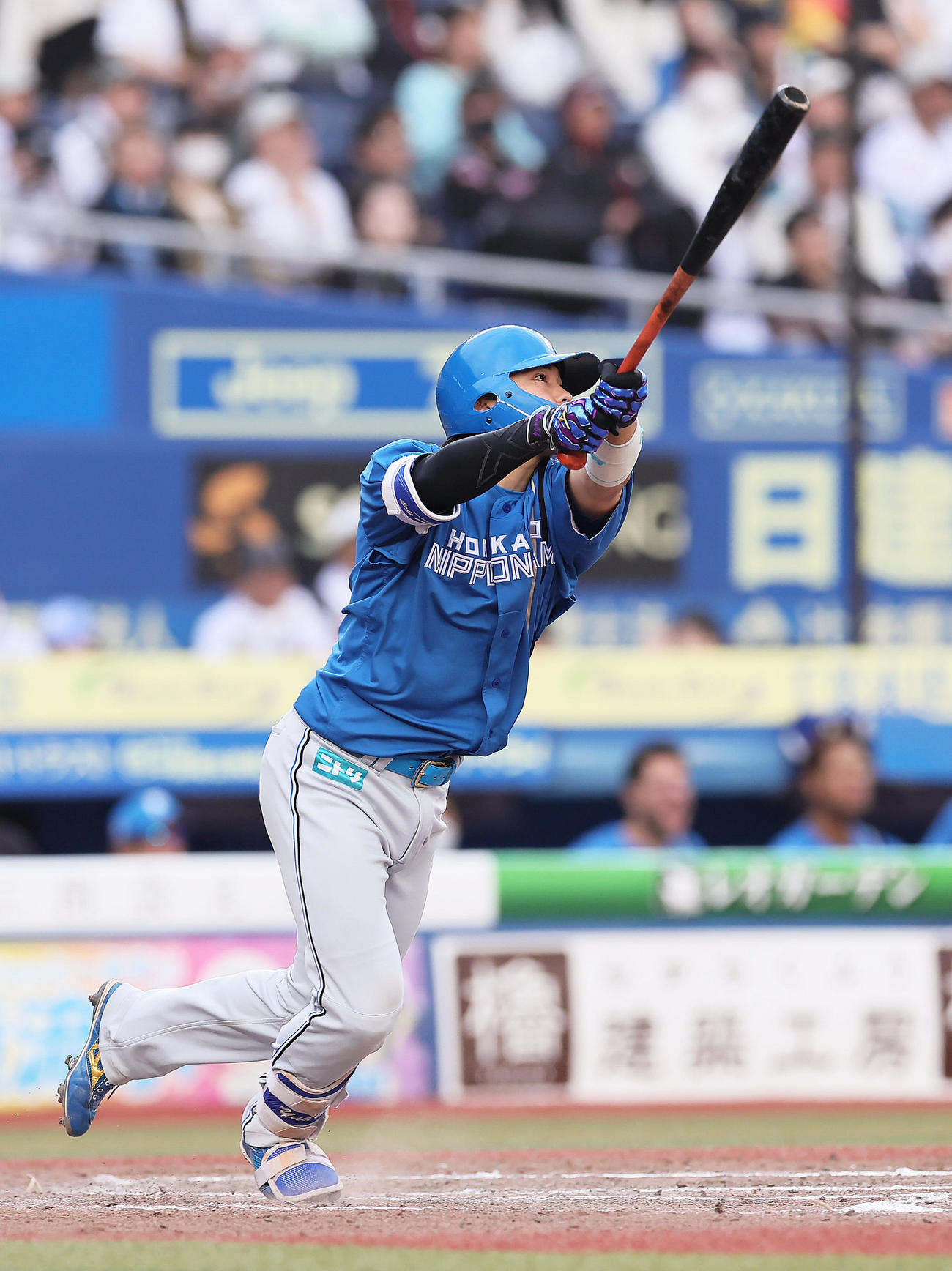 ロッテ対日本ハム　9回表日本ハム1死一塁、田宮は右適時三塁打を放つ（撮影・足立雅史）