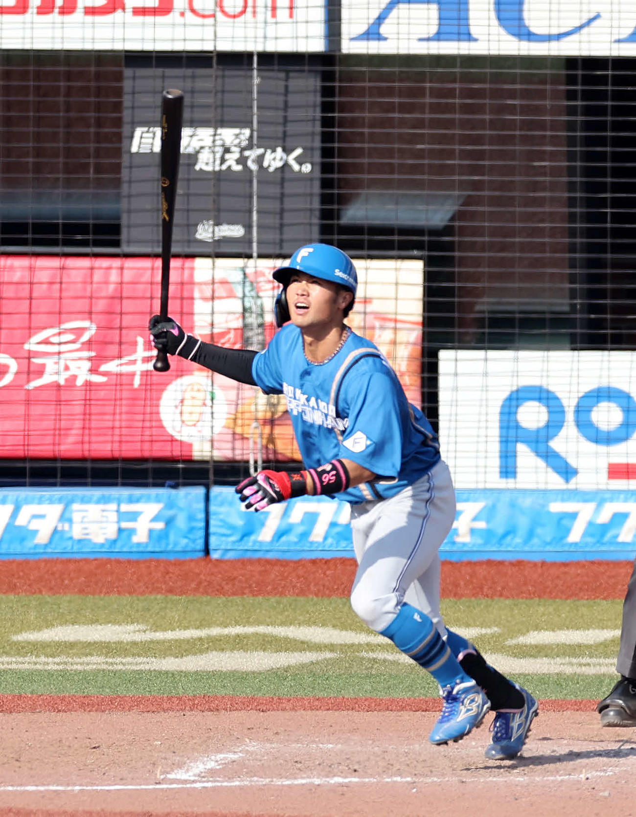 ロッテ対日本ハム　5回表日本ハム無死一塁、細川は右前打を放つ（撮影・鈴木正人）