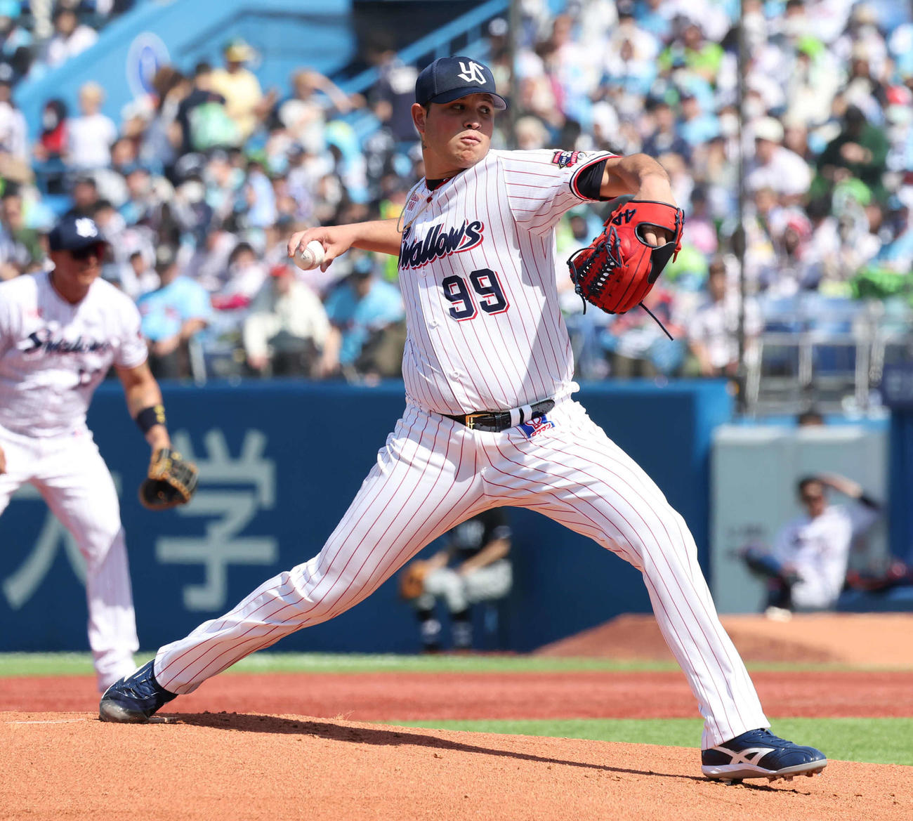 ヤクルト対中日　力投するヤクルト先発ヤフーレ（撮影・丹羽敏通）