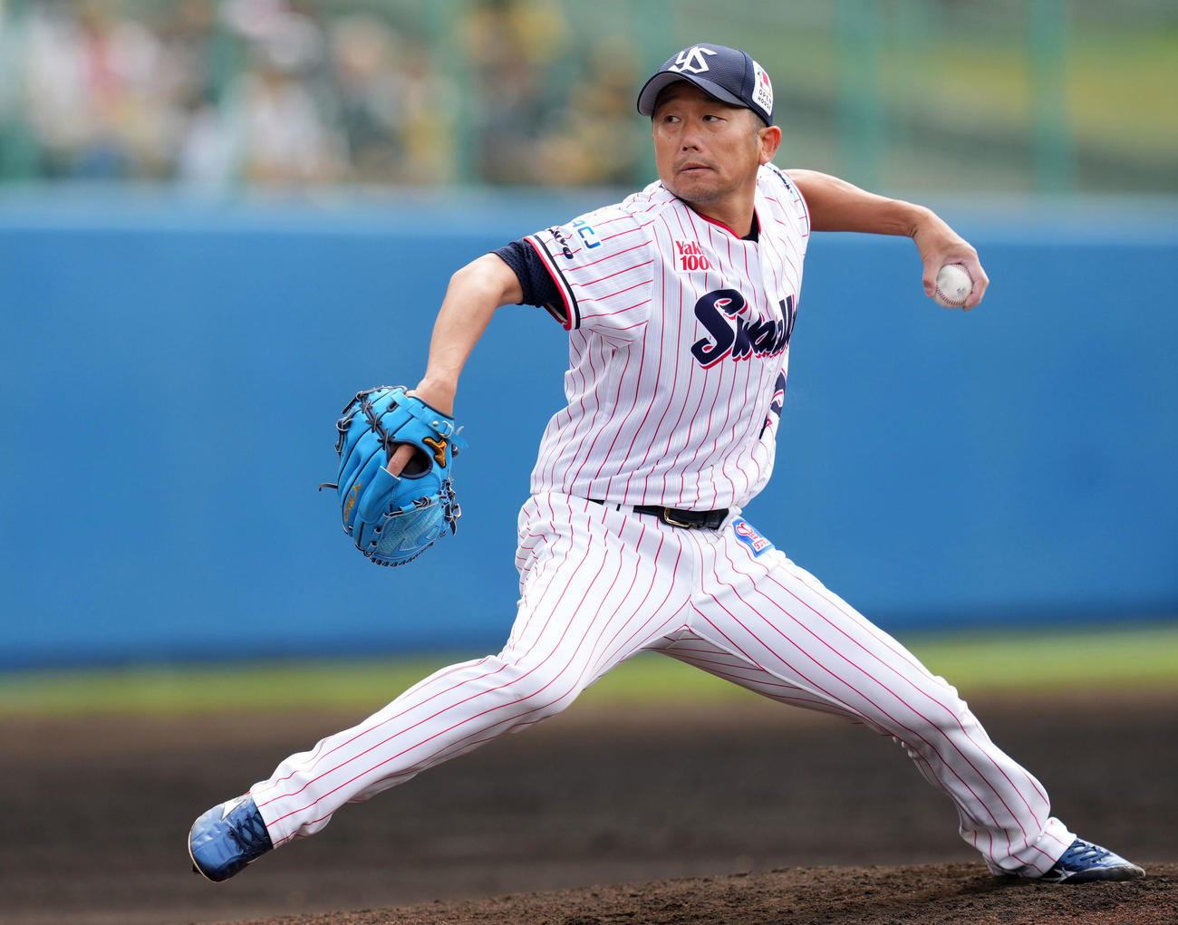 力投するヤクルト石川（2024年2月24日撮影）