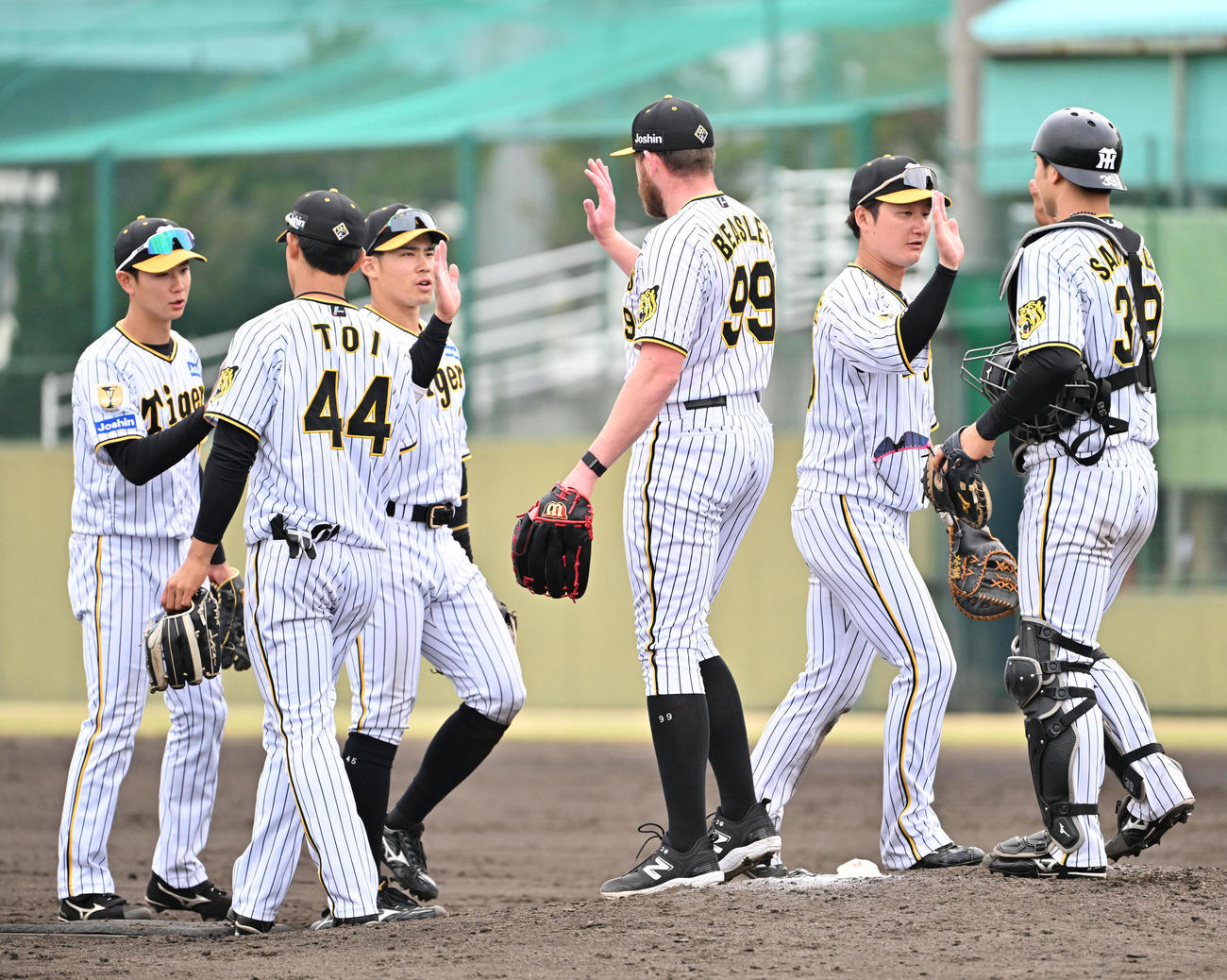 阪神対中日　中日に勝利し喜ぶ阪神ナイン（撮影・石井愛子）