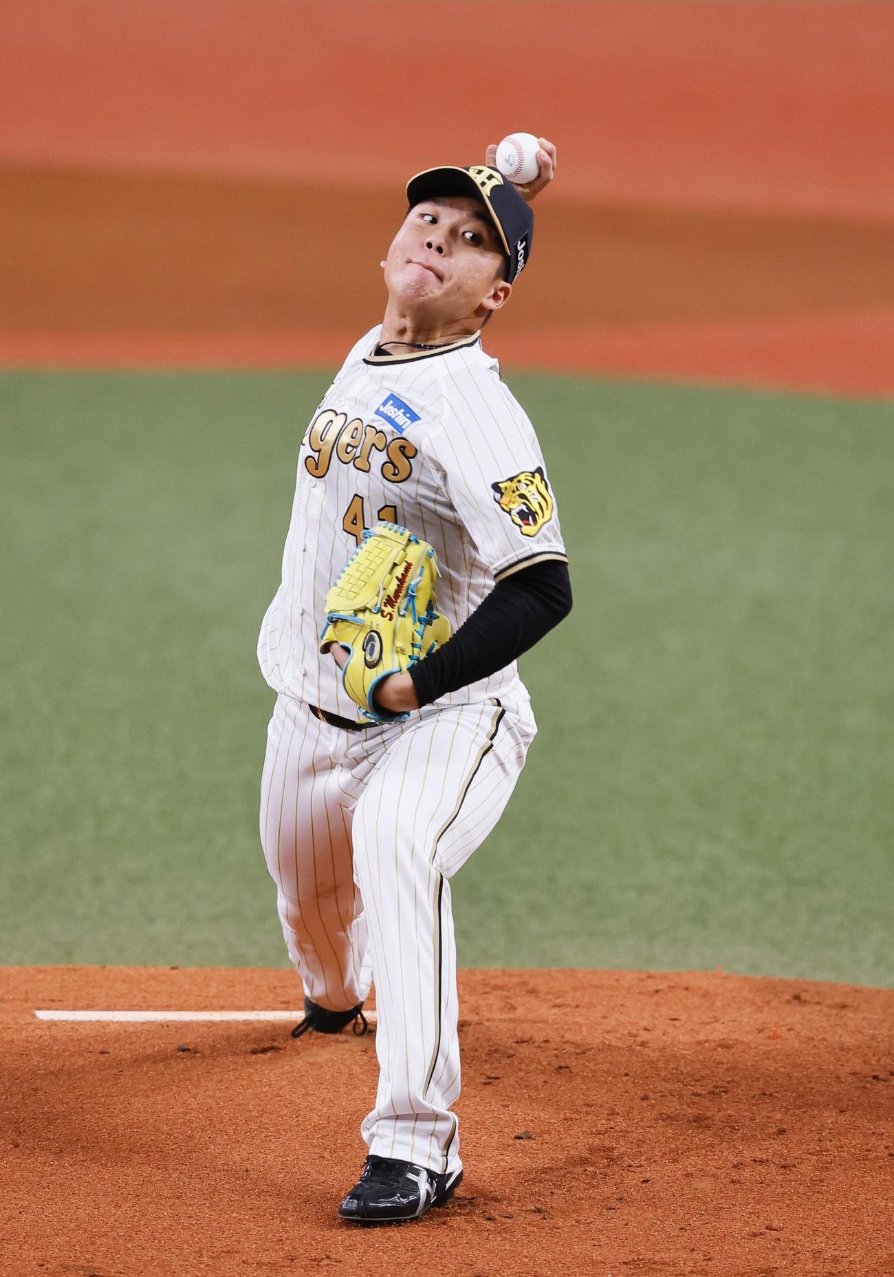 阪神対DeNA DeNA戦に先発した阪神村上
（撮影・藤尾明華）