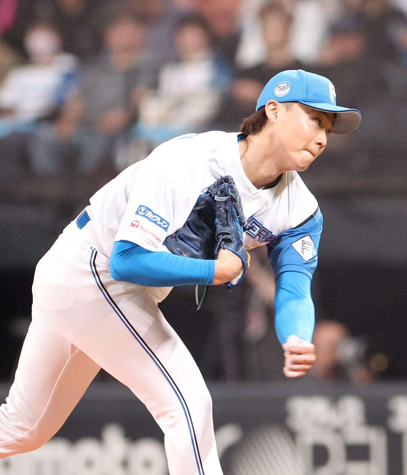 日本ハム対楽天　日本ハム先発の山崎（撮影・佐藤翔太）