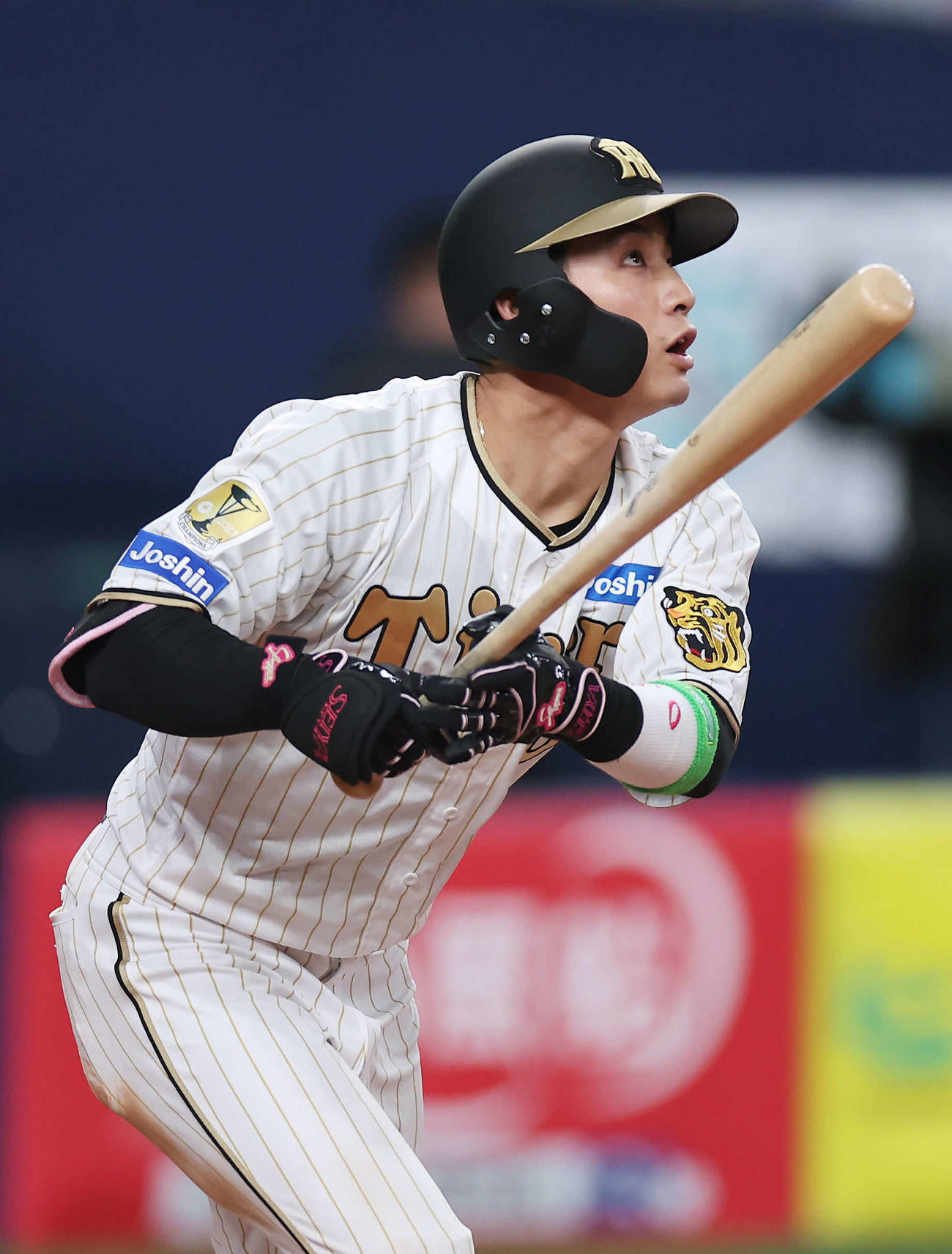 阪神対DeNA 7回裏阪神2死、今季初安打の右越え本塁打を放つ木浪（撮影・前田充）