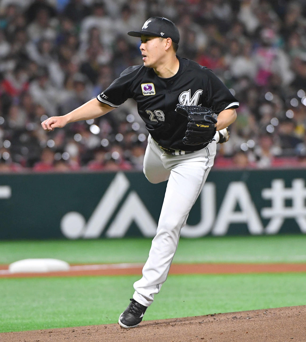 ソフトバンク対ロッテ　ロッテ先発の西野（撮影・岩下翔太）