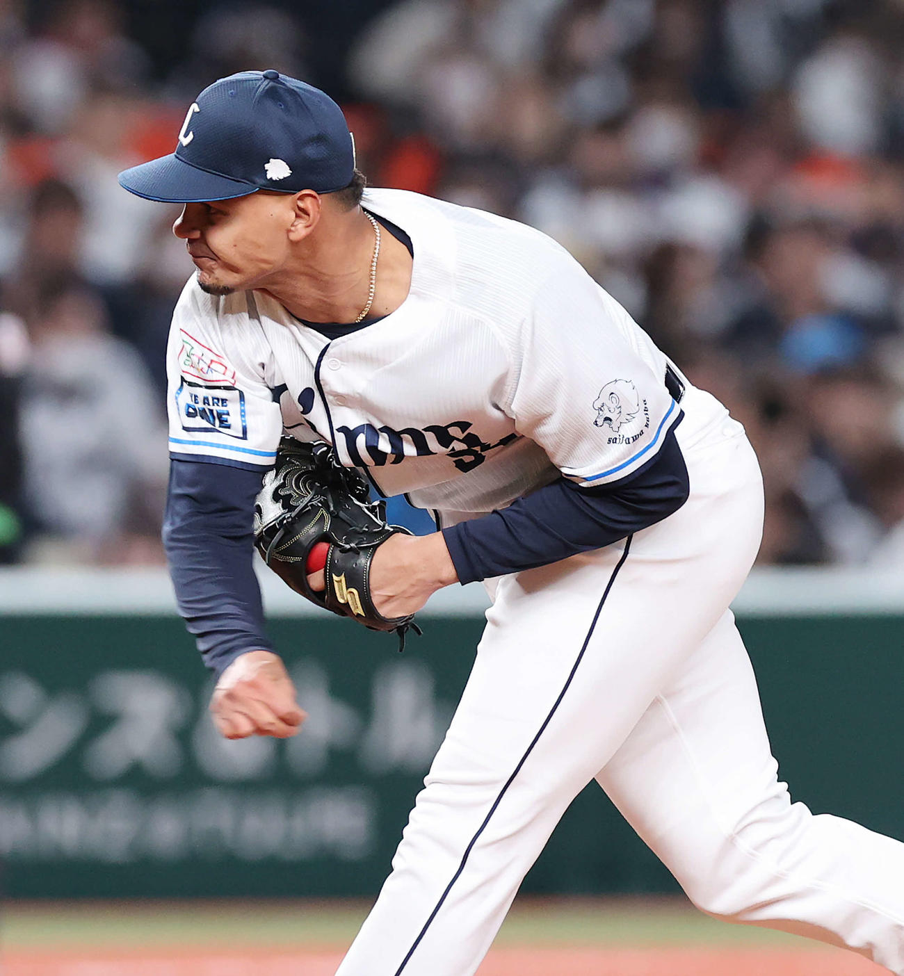西武対オリックス　9回表に西武5番手で登板したアブレイユ（撮影・河野匠）