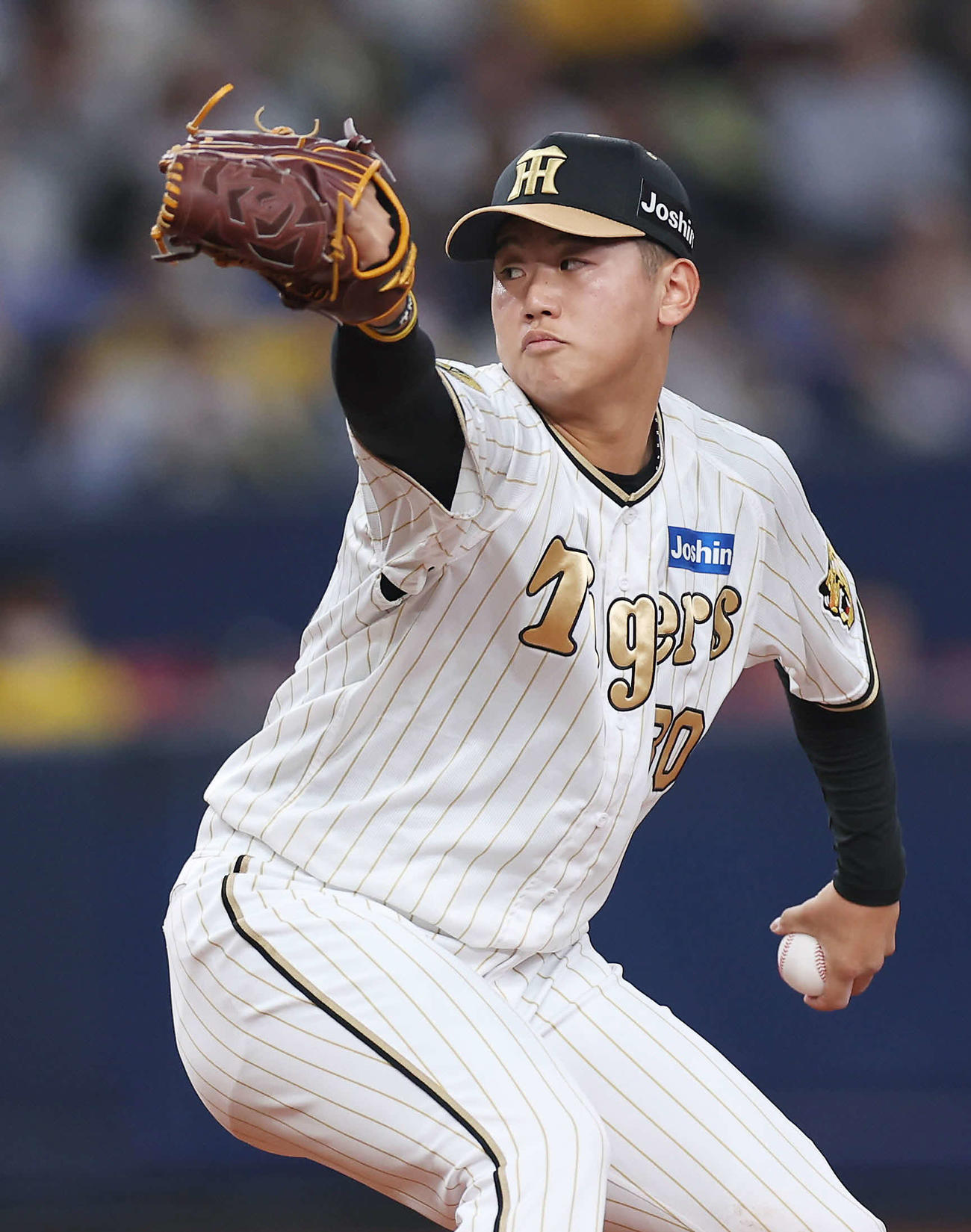 阪神対DeNA　力投する阪神4番手の門別（撮影・前田充）