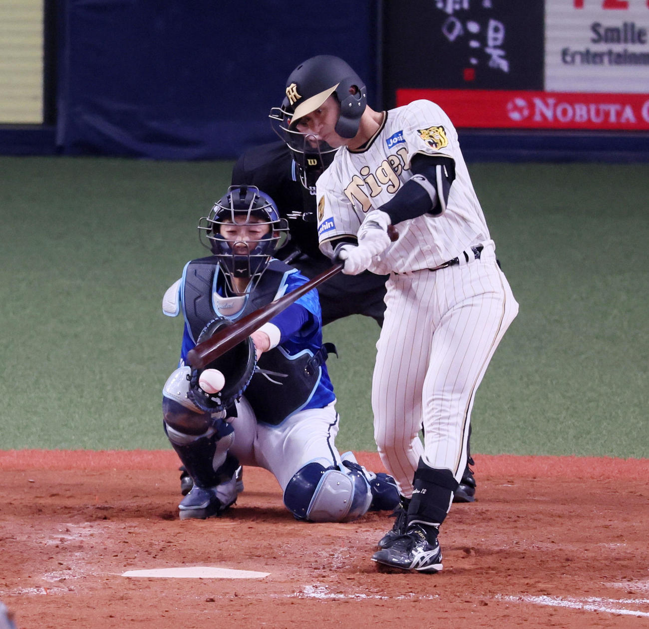 阪神対DeNA 5回裏阪神1死、坂本は中前打を放つ（撮影・加藤哉）