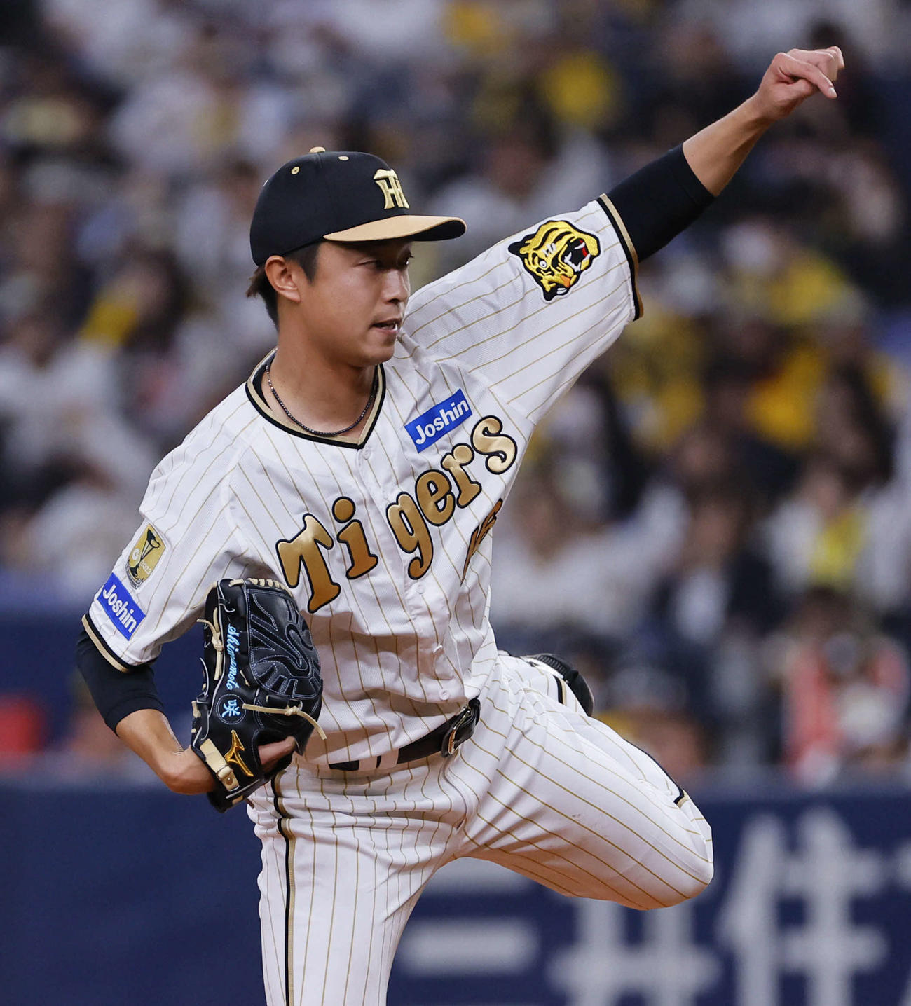 阪神対DeNA 6回、3番手で登板した阪神島本（撮影・藤尾明華）