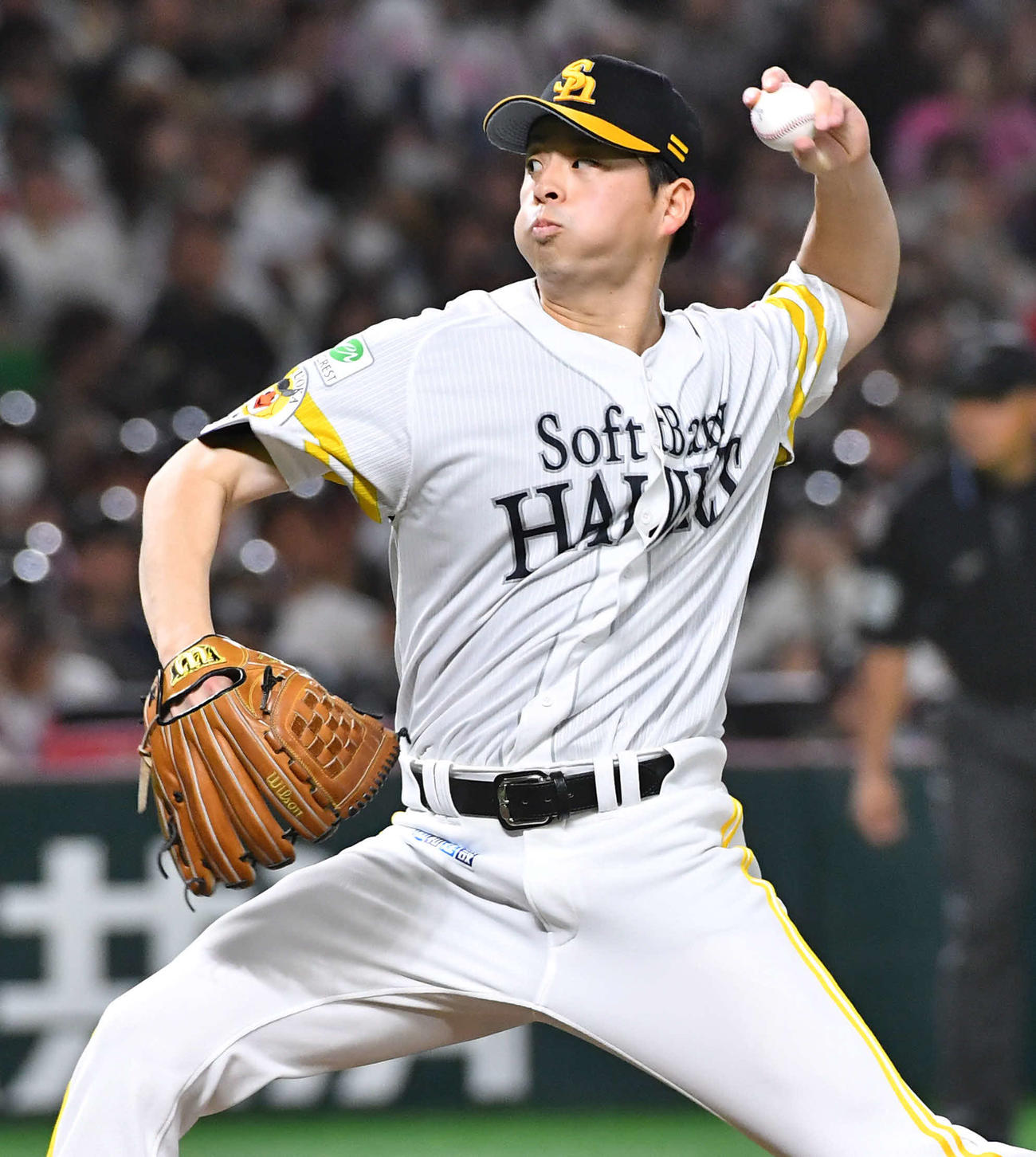 ソフトバンク対ロッテ　ソフトバンク先発の大関（撮影・岩下翔太）