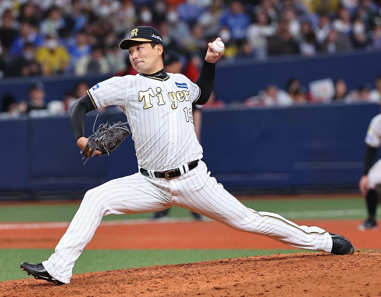 阪神対DeNA　阪神3番手の岩崎（撮影・上田博志）
