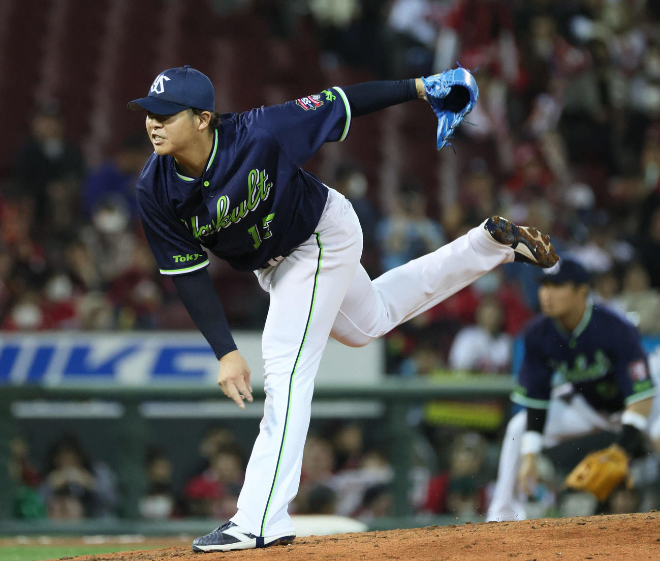 広島対ヤクルト　8回裏広島、ヤクルト2番手の清水（撮影・加藤孝規）