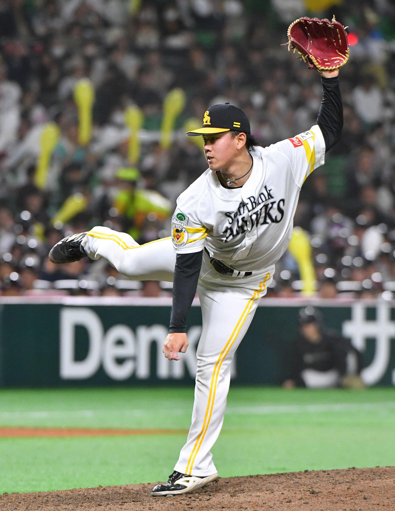 24年4月4日、ソフトバンク対ロッテ　9回表から登板した、ソフトバンク4番手の岩井俊介