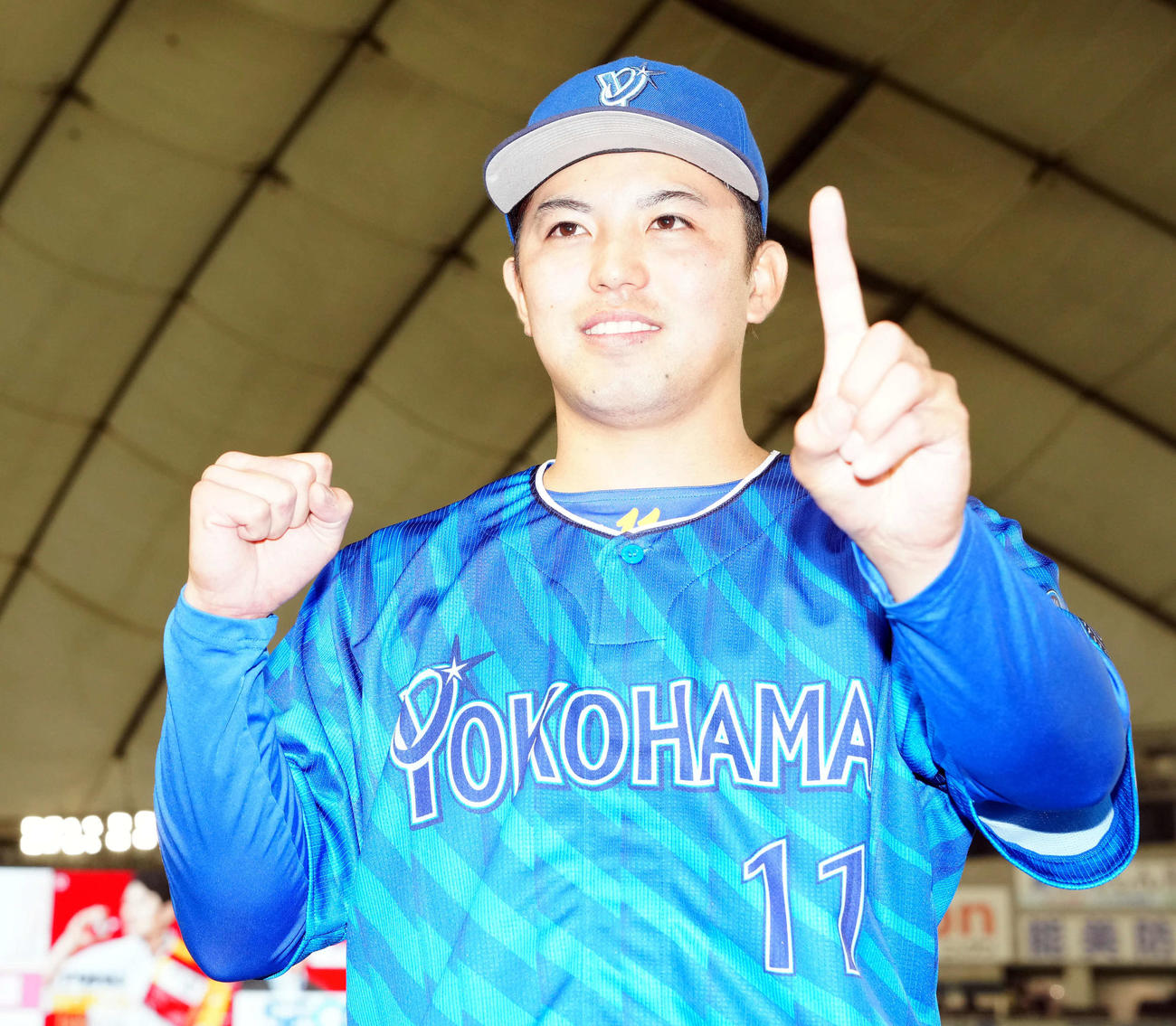 巨人対DeNA　今季1勝目を飾ったDeNA東（撮影・たえ見朱実）