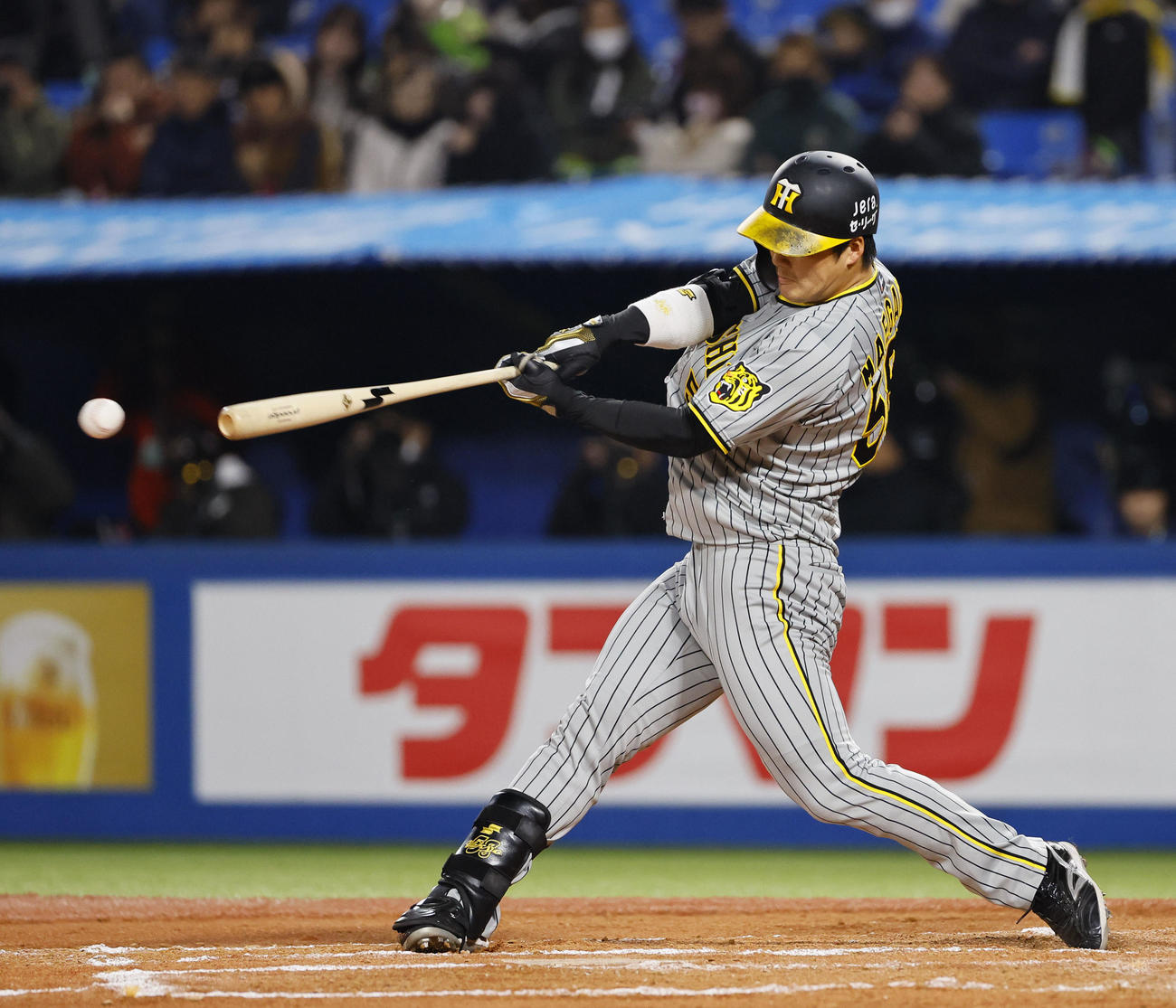 ヤクルト対阪神　7回表阪神1死、代打前川は右前打を放つ（撮影・藤尾明華）